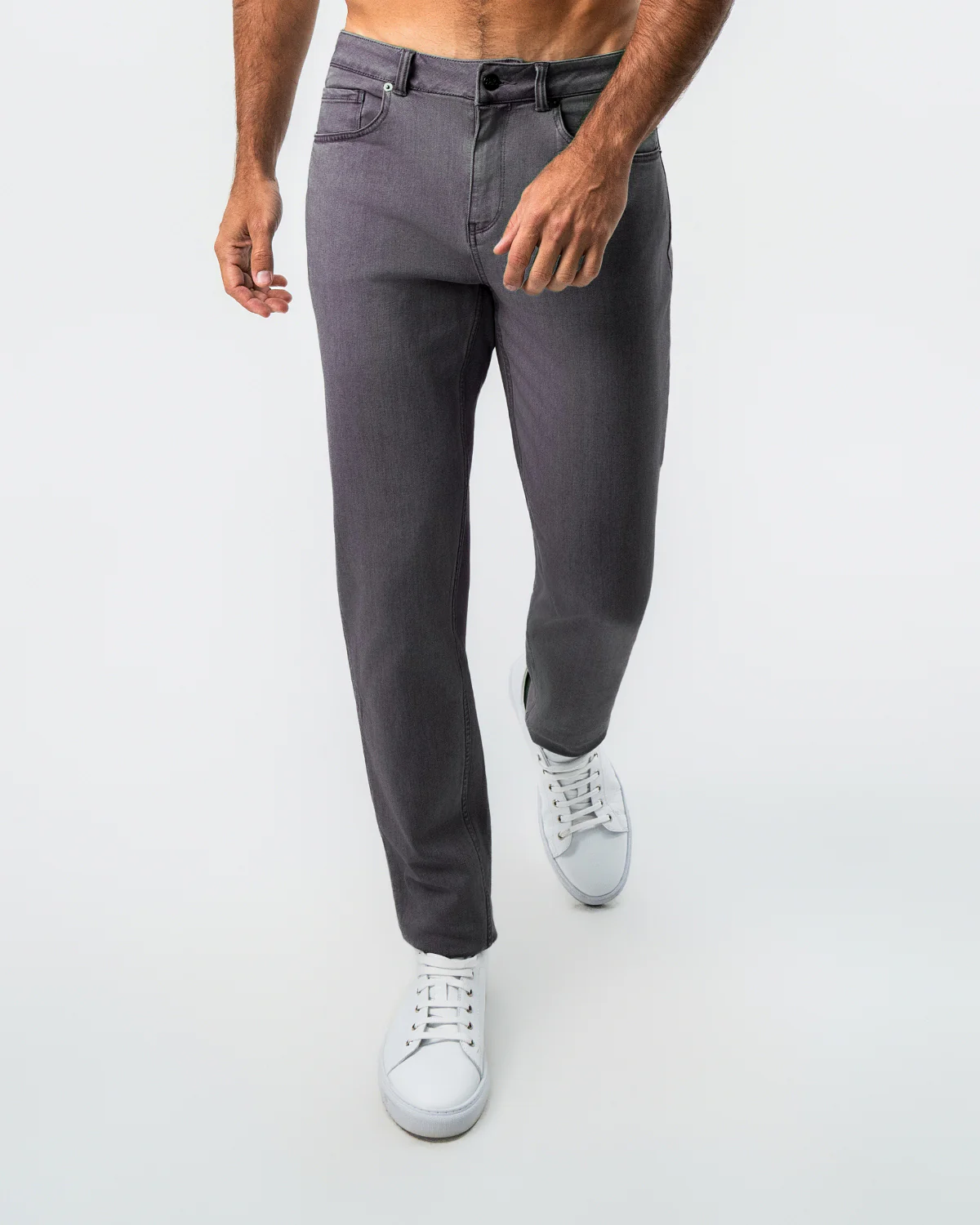 Athletic Fit Stretch Jeans - Slate Grey - Image 3