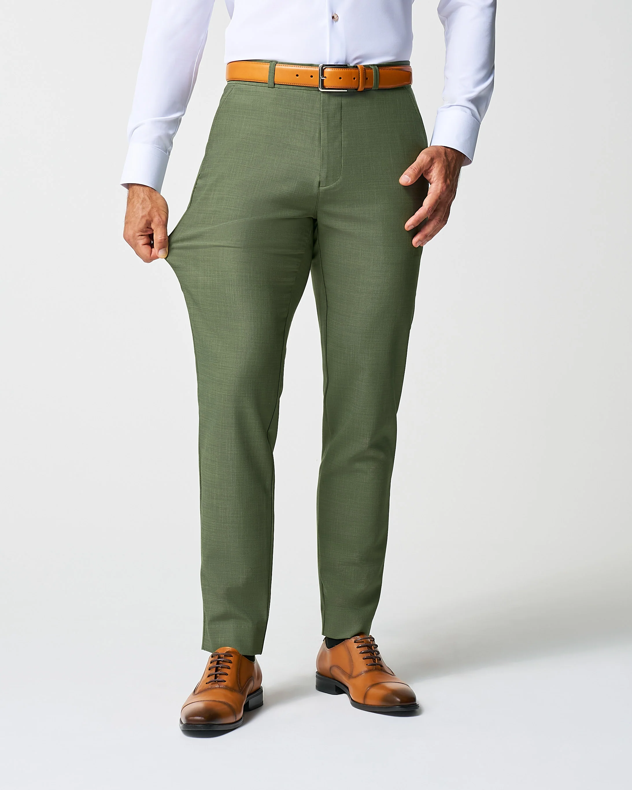 Athletic Fit Stretch Pants - Heathered Forest Green - Image 2