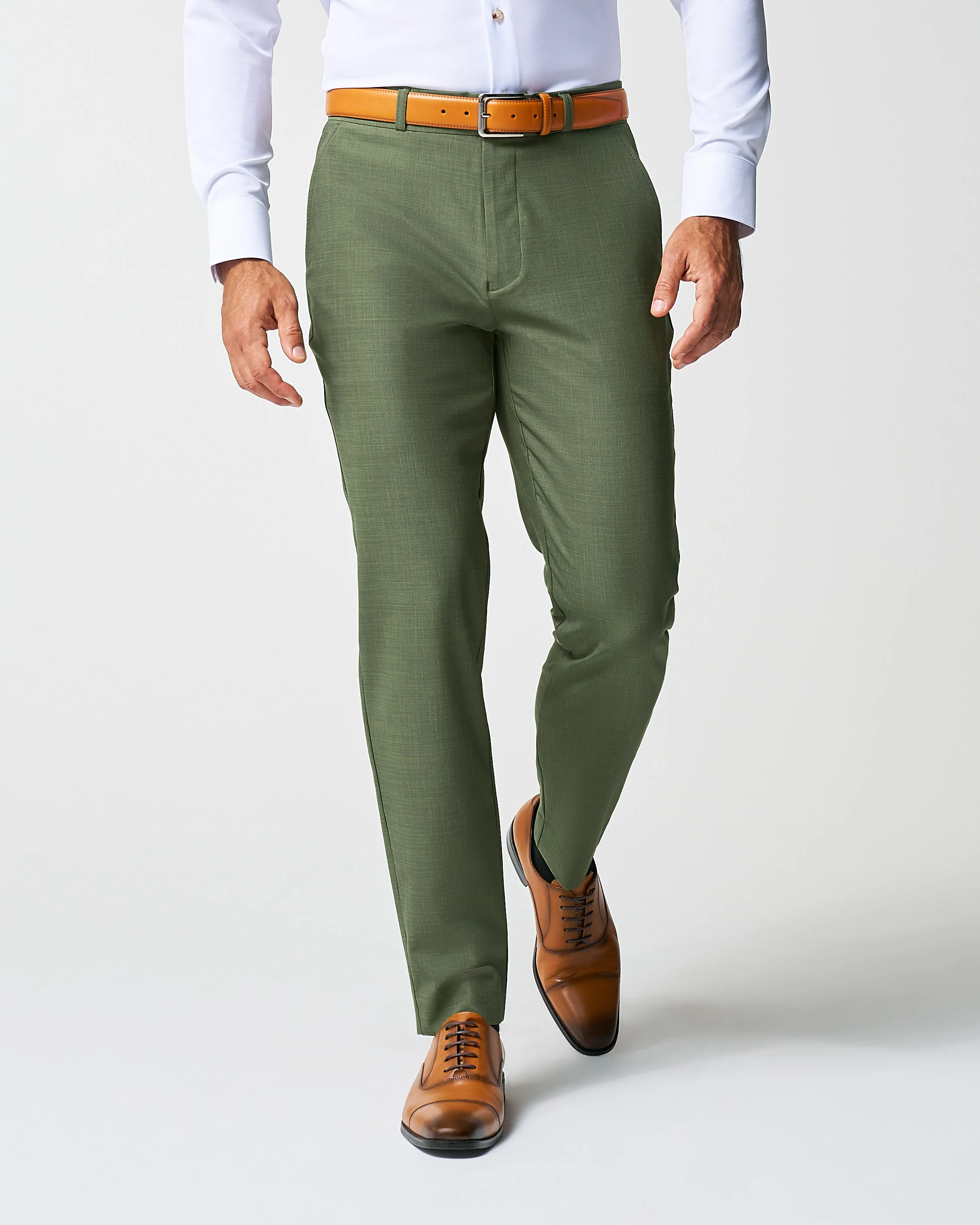 Athletic Fit Stretch Pants - Heathered Forest Green - Image 3