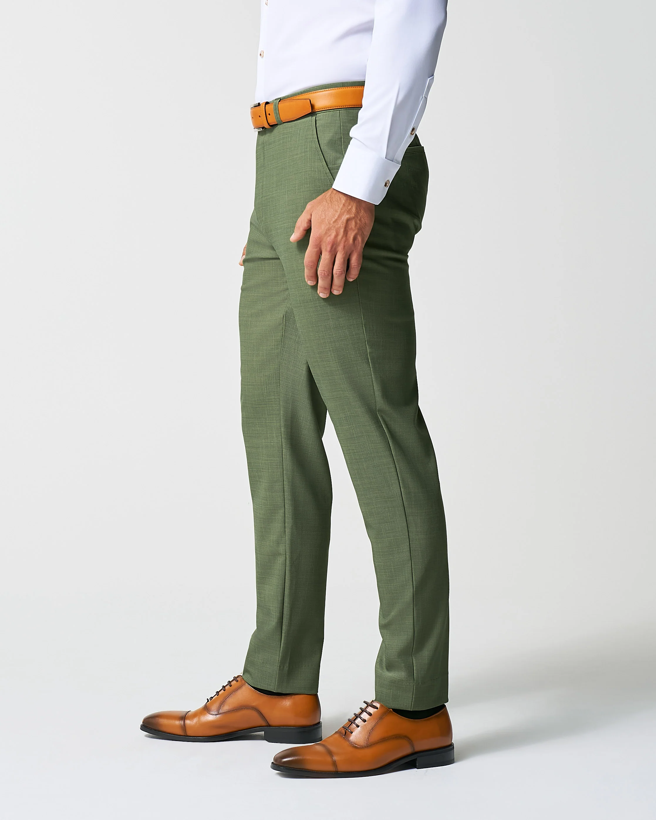 Athletic Fit Stretch Pants - Heathered Forest Green - Image 4