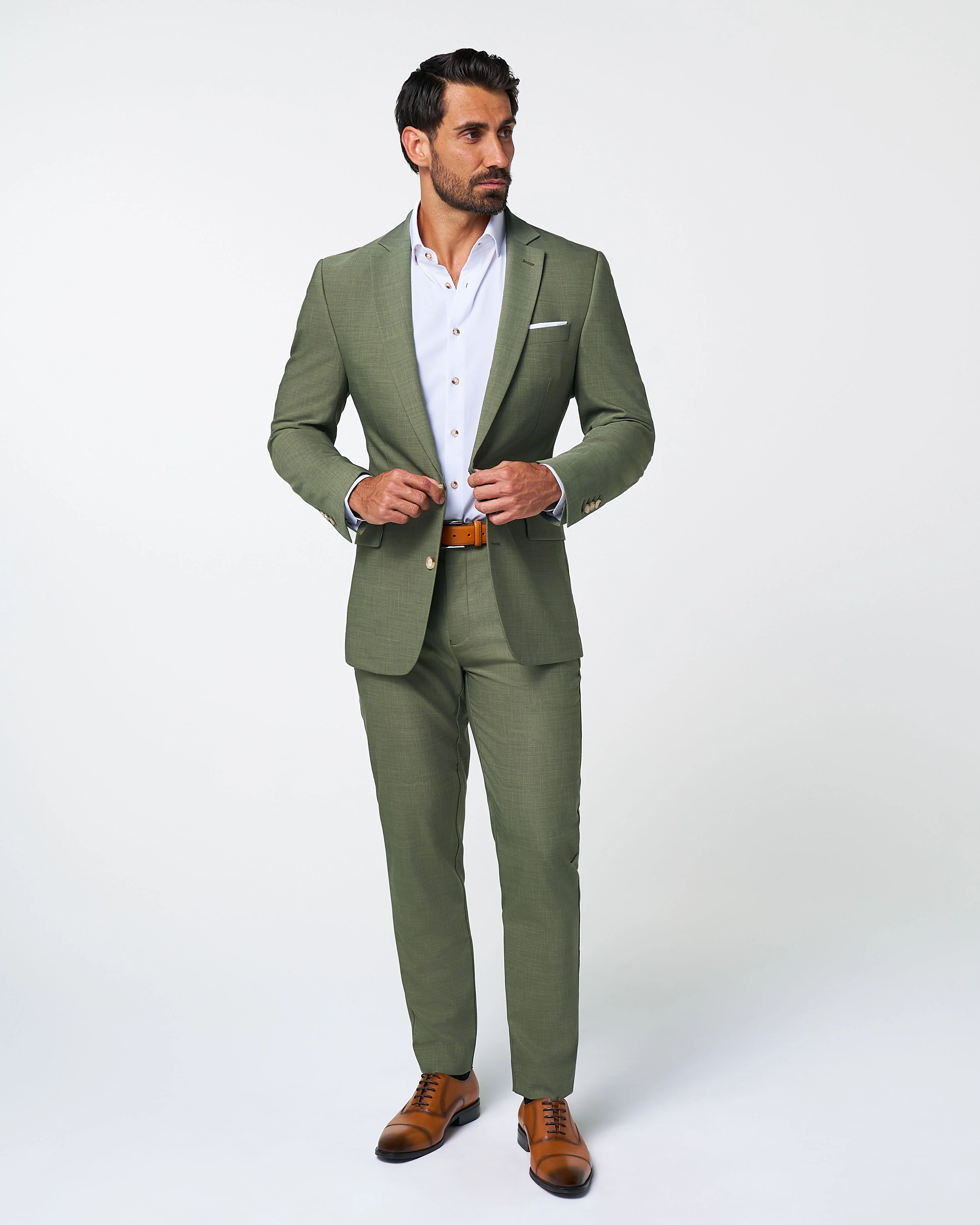 Athletic Fit Stretch Pants - Heathered Forest Green - Image 7