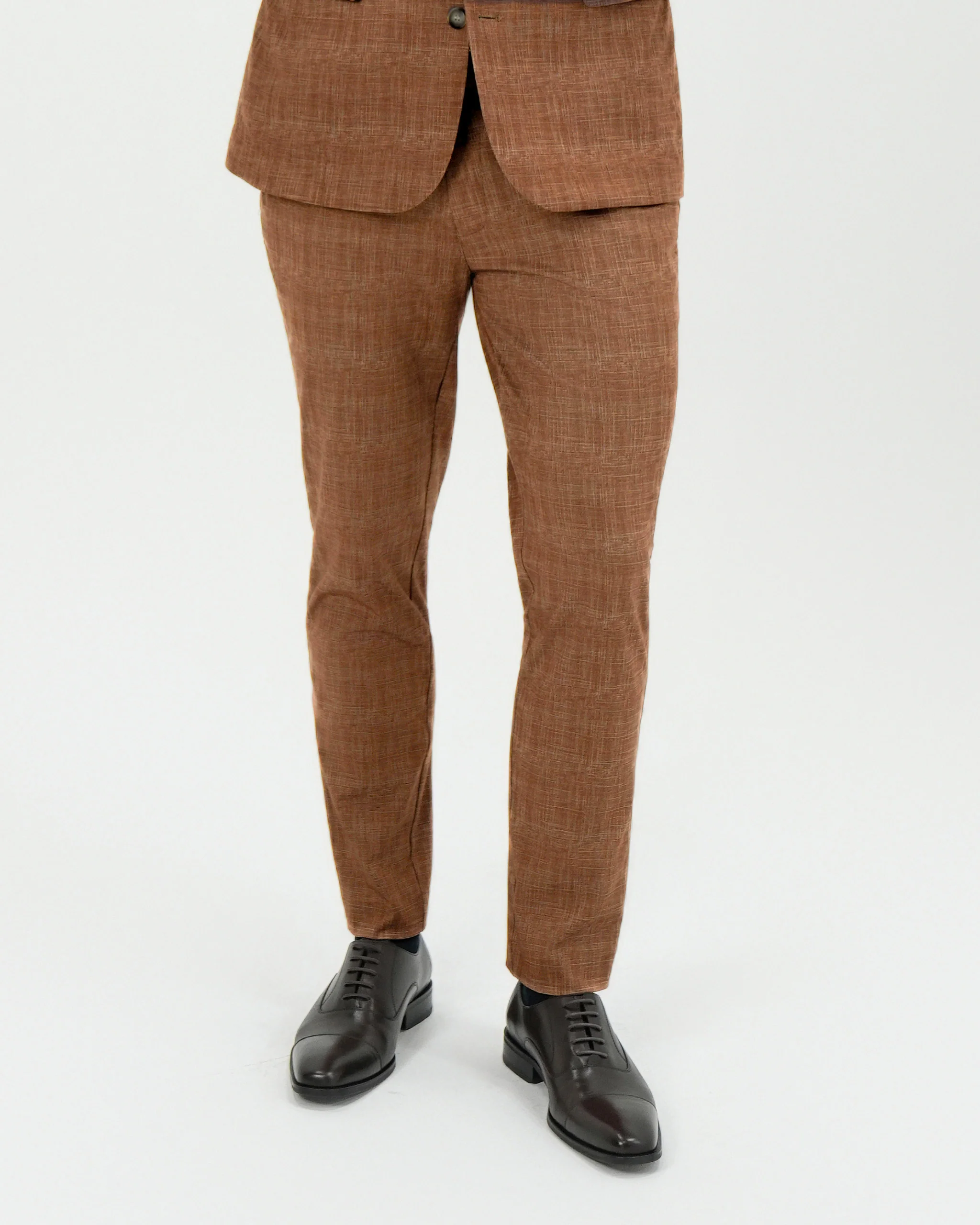 Athletic Fit Stretch Pants - Light Brown Crosshatch - Image 7