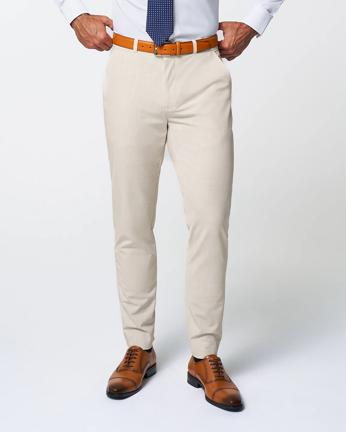 Athletic Fit Stretch Suit Pants - Lightweight Heathered Bamboo - Image 3
