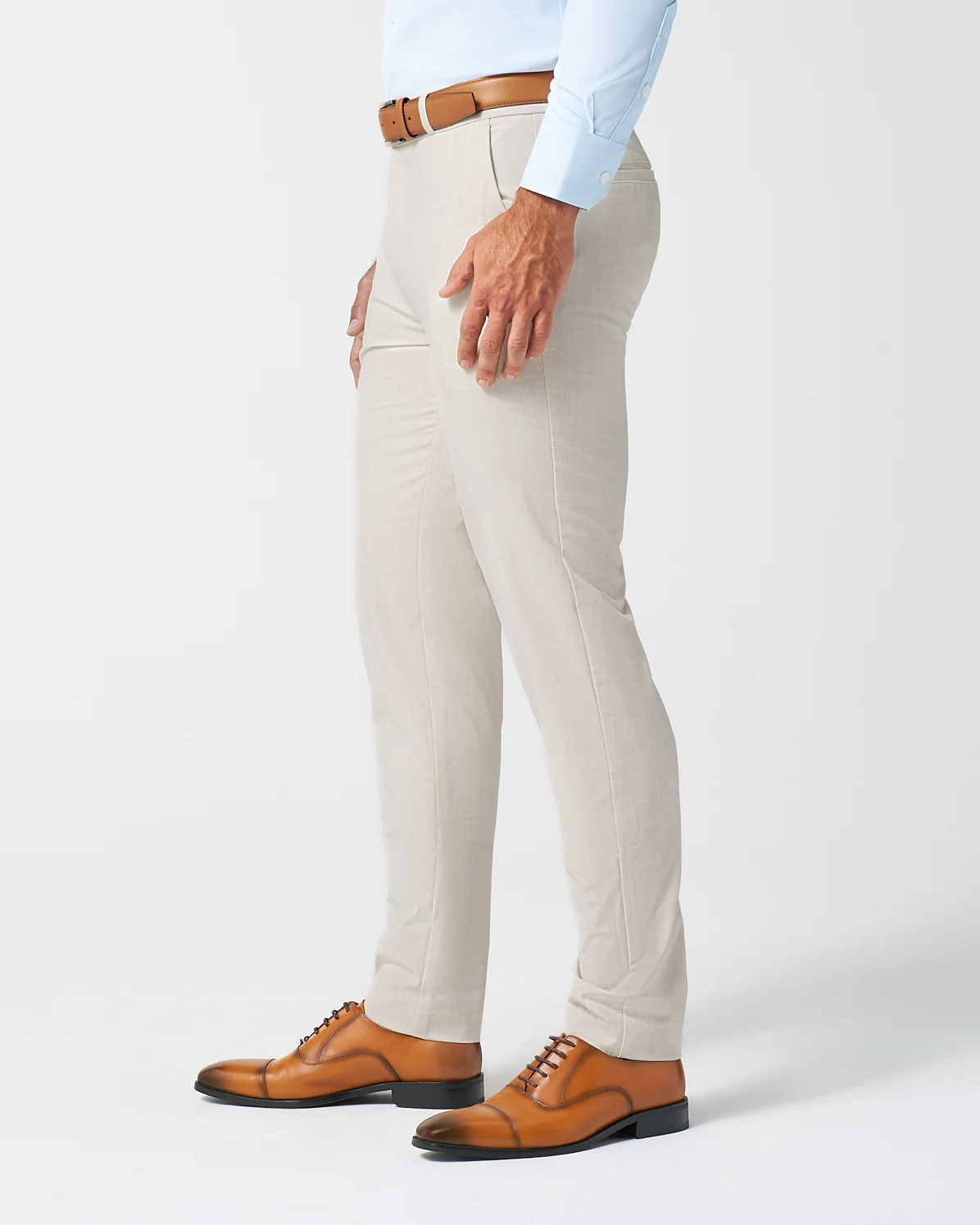 Athletic Fit Stretch Suit Pants - Lightweight Heathered Bamboo - Image 4