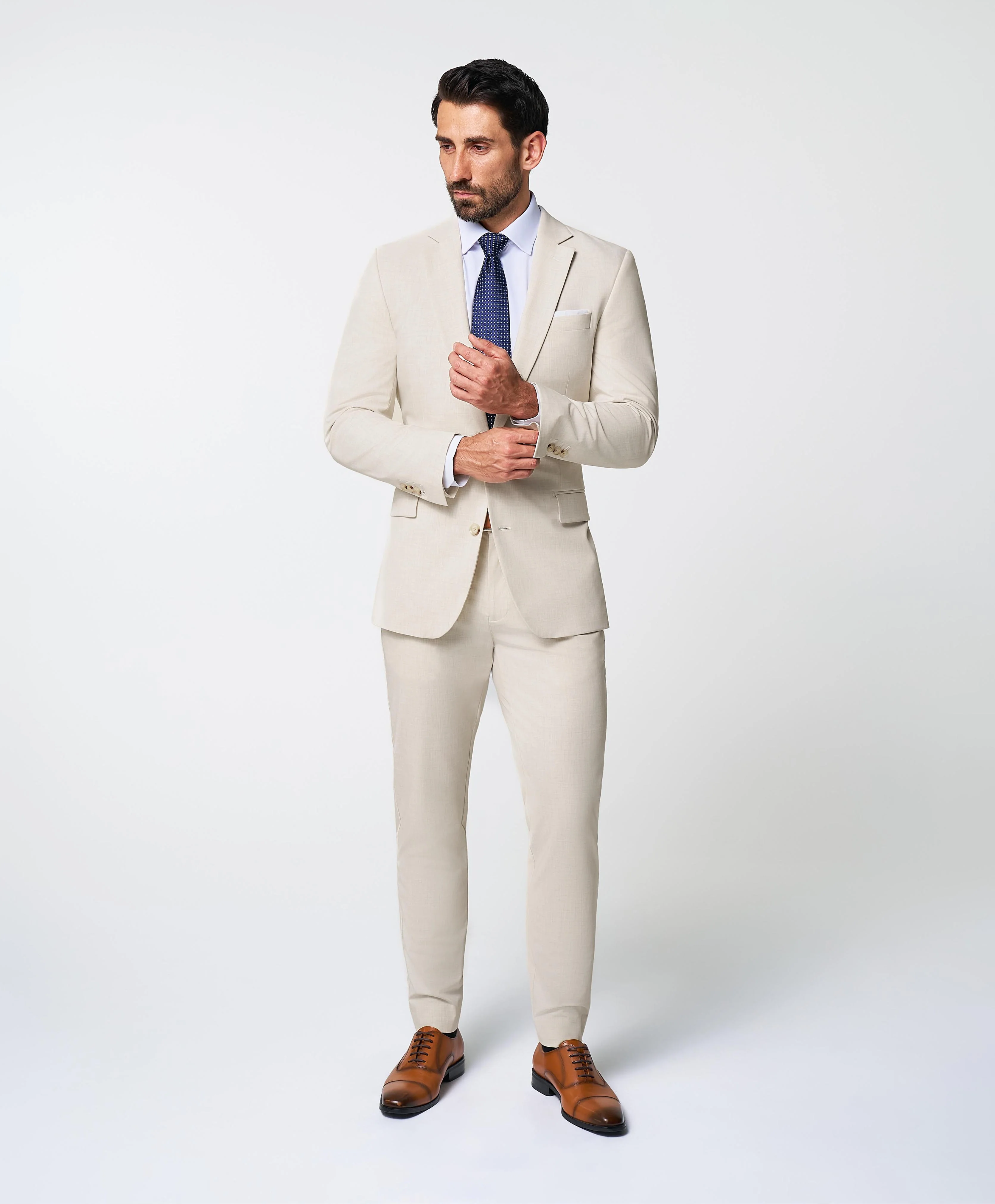 Athletic Fit Stretch Suit Pants - Lightweight Heathered Bamboo - Image 5