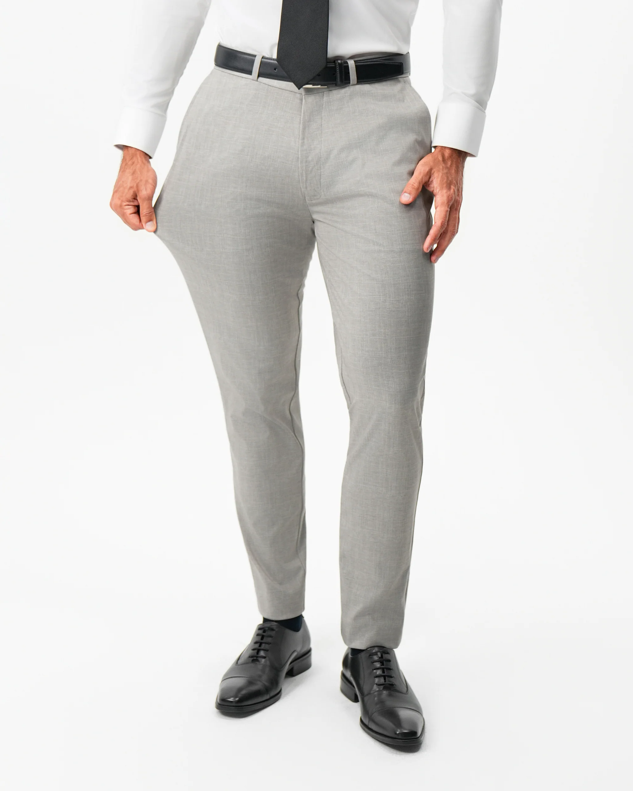Athletic Fit Stretch Pants - Stone Crosshatch - Image 2