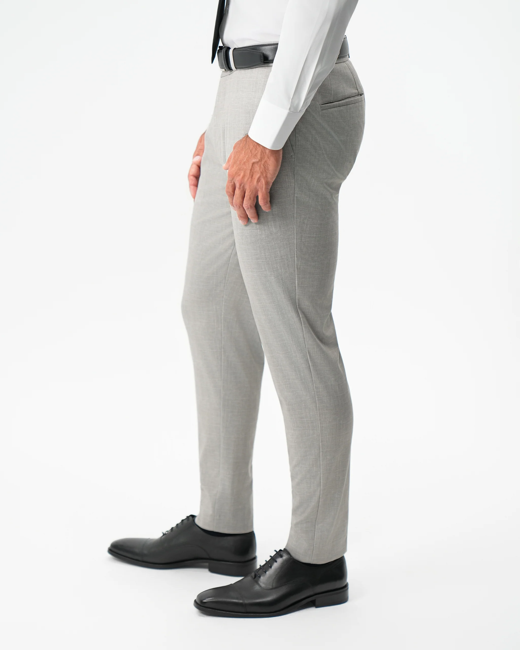 Athletic Fit Stretch Pants - Stone Crosshatch - Image 4