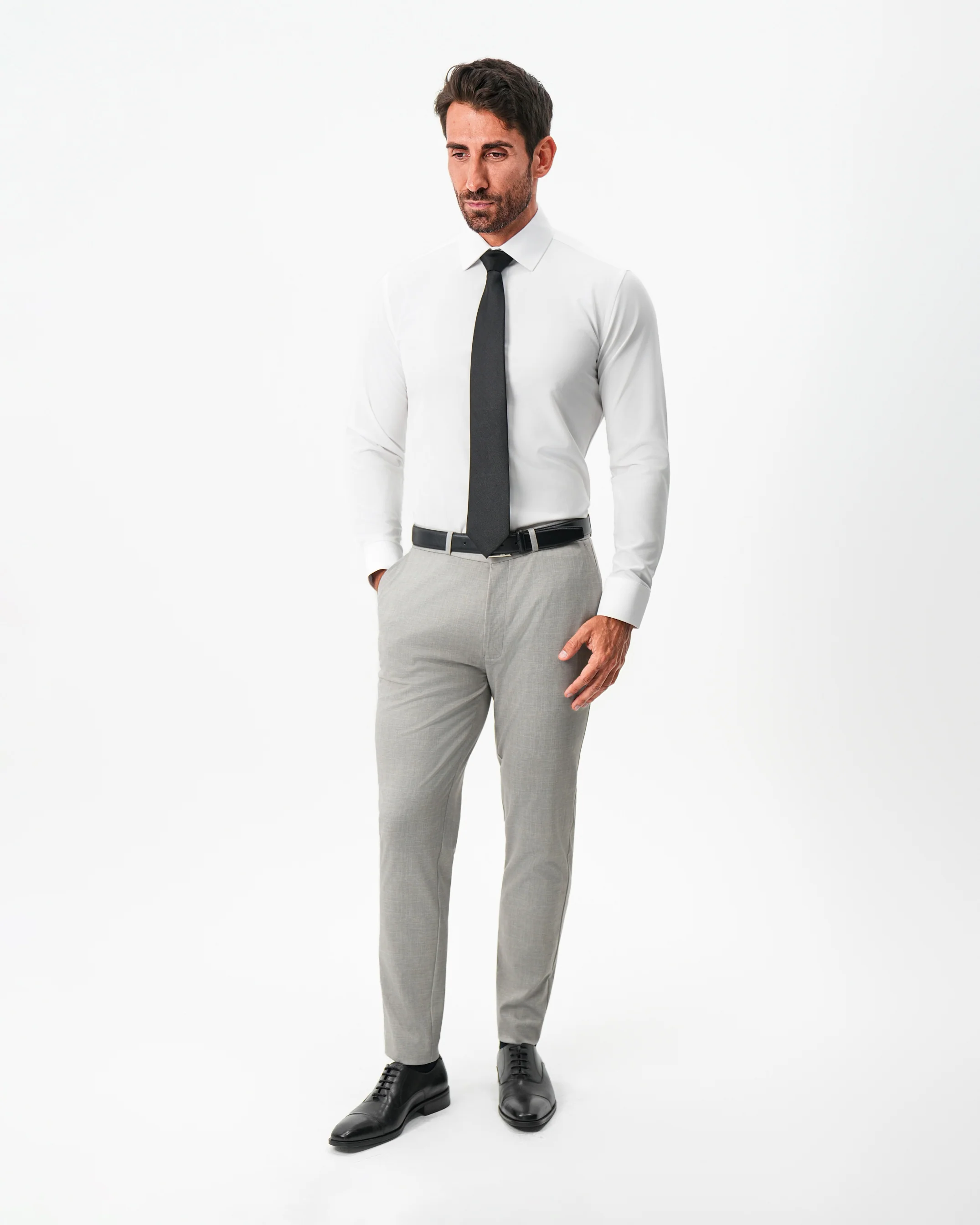 Athletic Fit Stretch Pants - Stone Crosshatch - Image 8