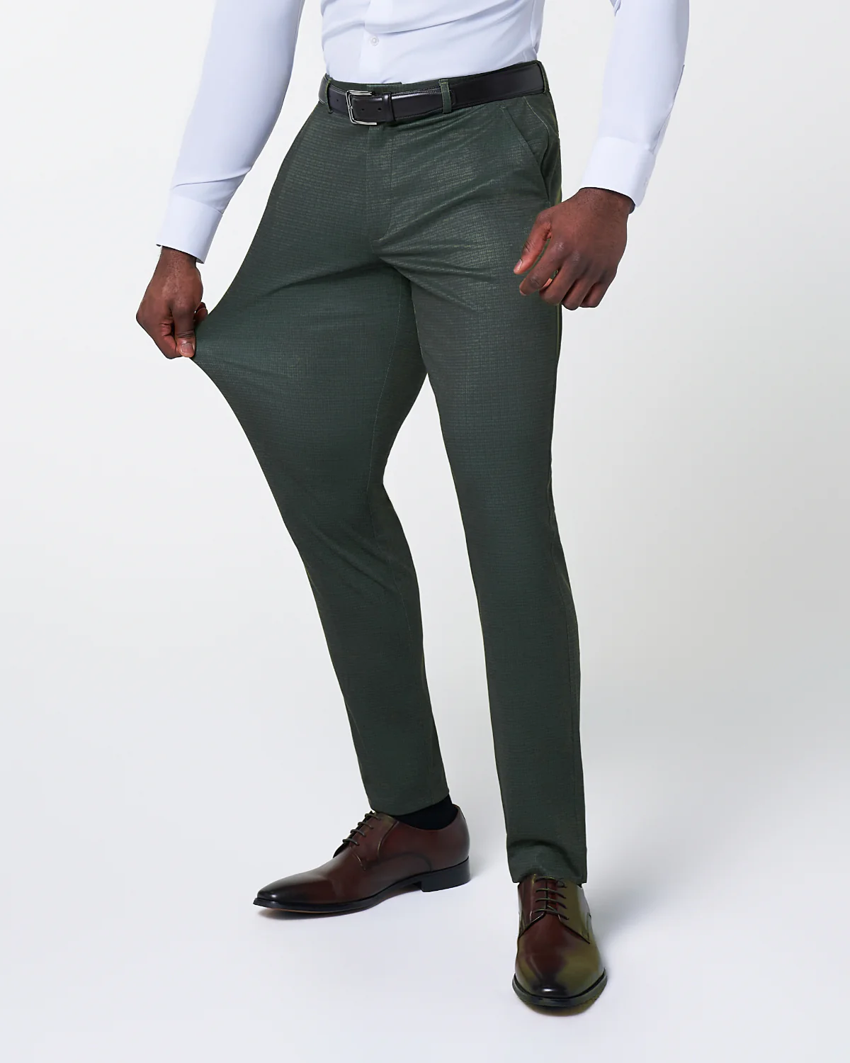 Athletic Fit Stretch Suit - Army Green Microcheck - Image 4