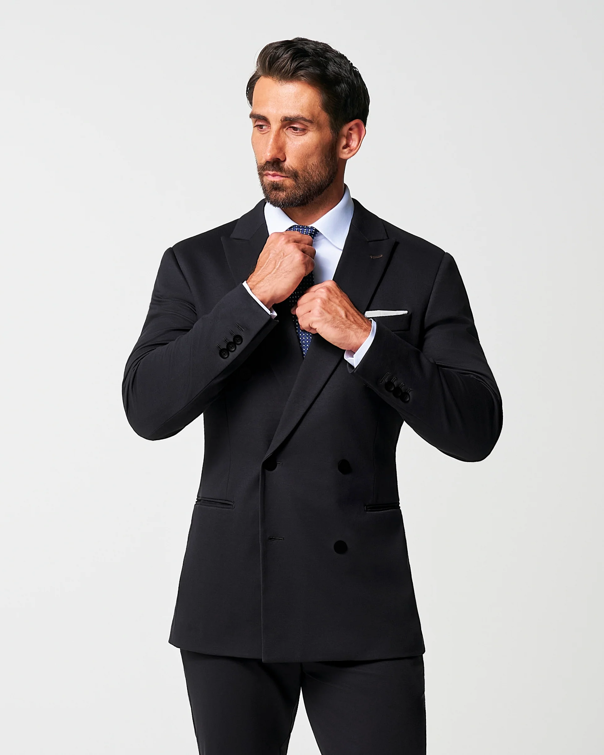 Athletic Fit Stretch Suit - Black Double Breasted - Image 5