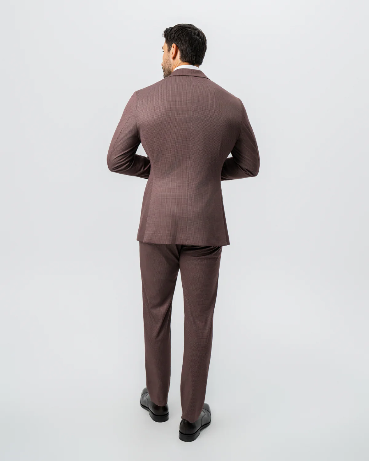 Athletic Fit Stretch Suit - Brick Houndstooth - Image 4