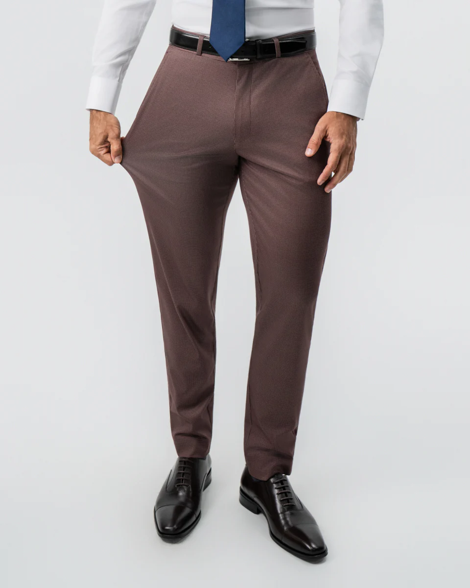 Athletic Fit Stretch Suit - Brick Houndstooth - Image 5