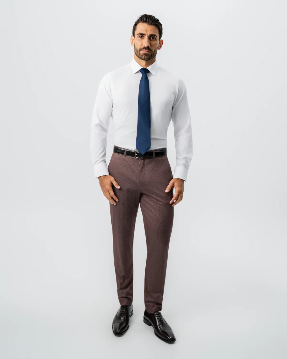 Athletic Fit Stretch Suit - Brick Houndstooth - Image 7
