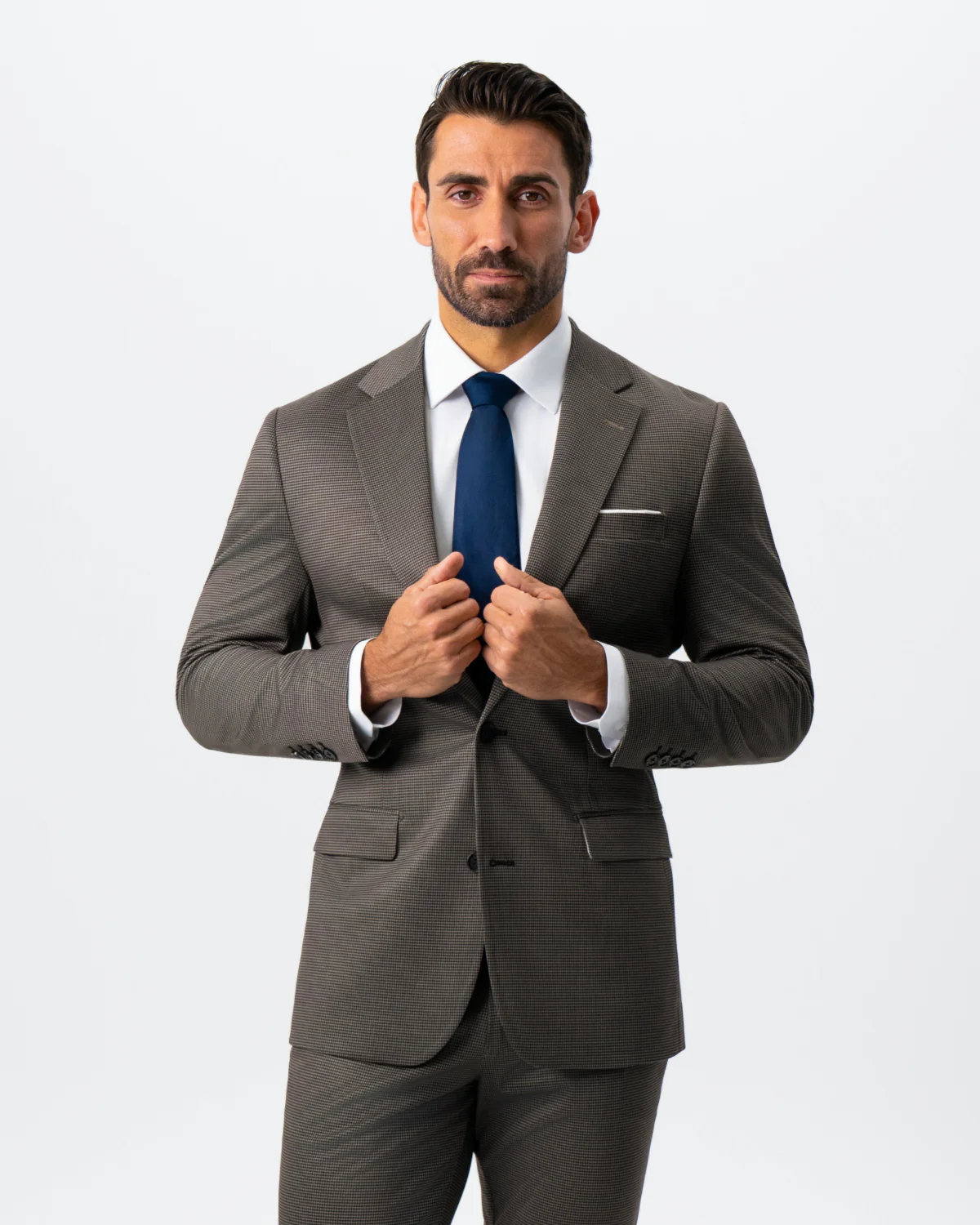 Athletic Fit Stretch Suit - Brown Houndstooth - Image 4