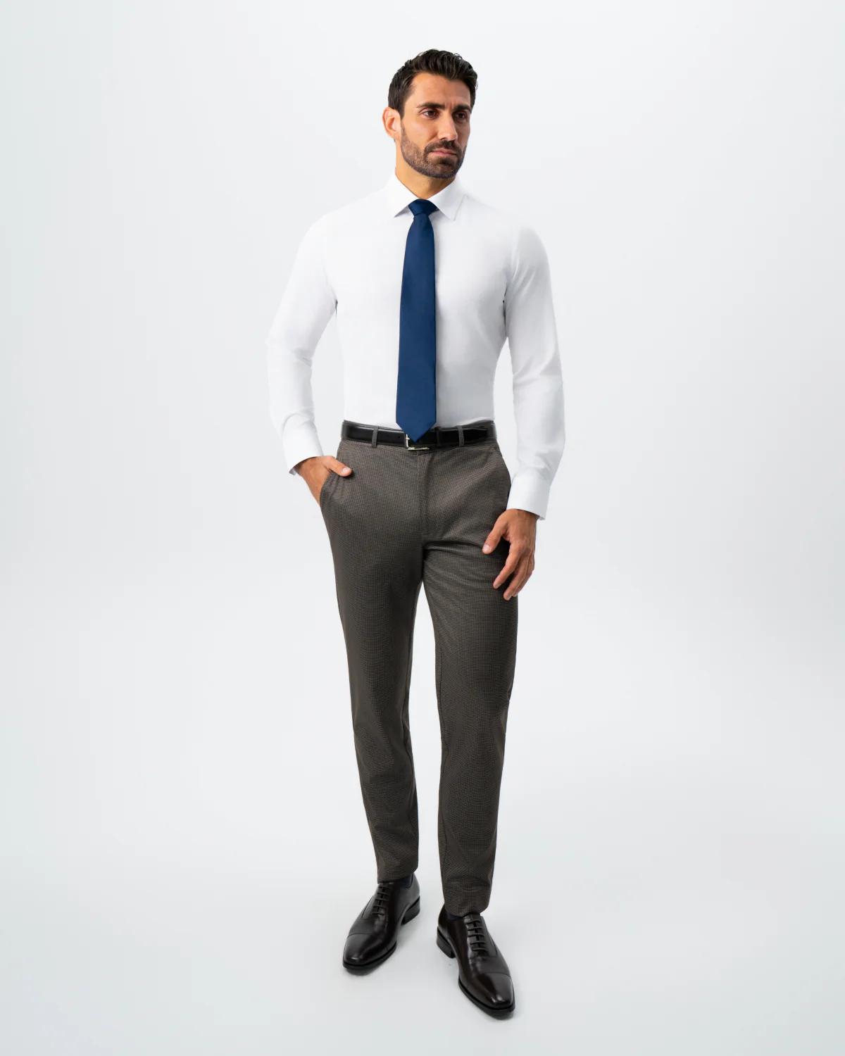 Athletic Fit Stretch Suit - Brown Houndstooth - Image 7