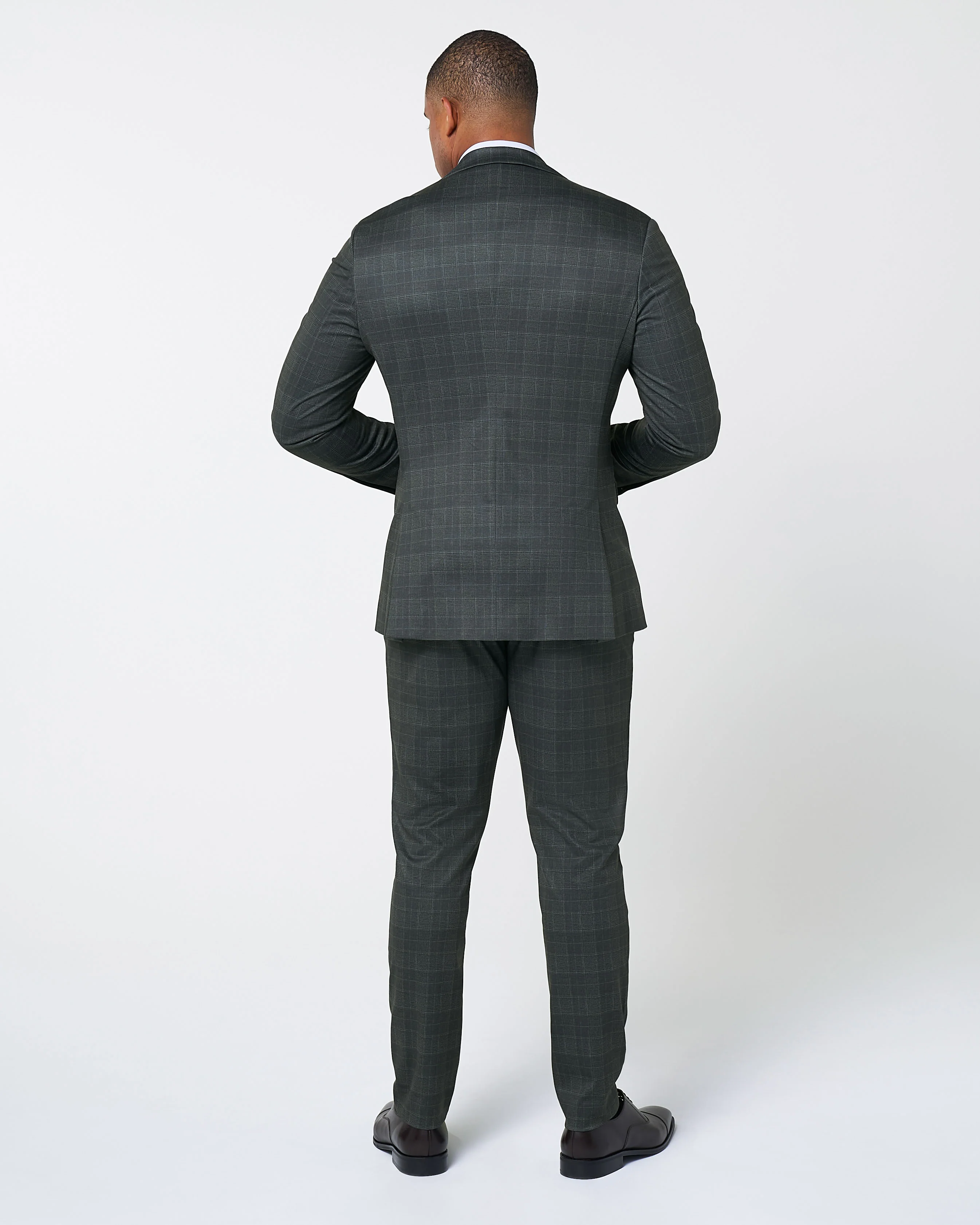 Athletic Fit Stretch Suit - Charcoal Plaid - Image 3
