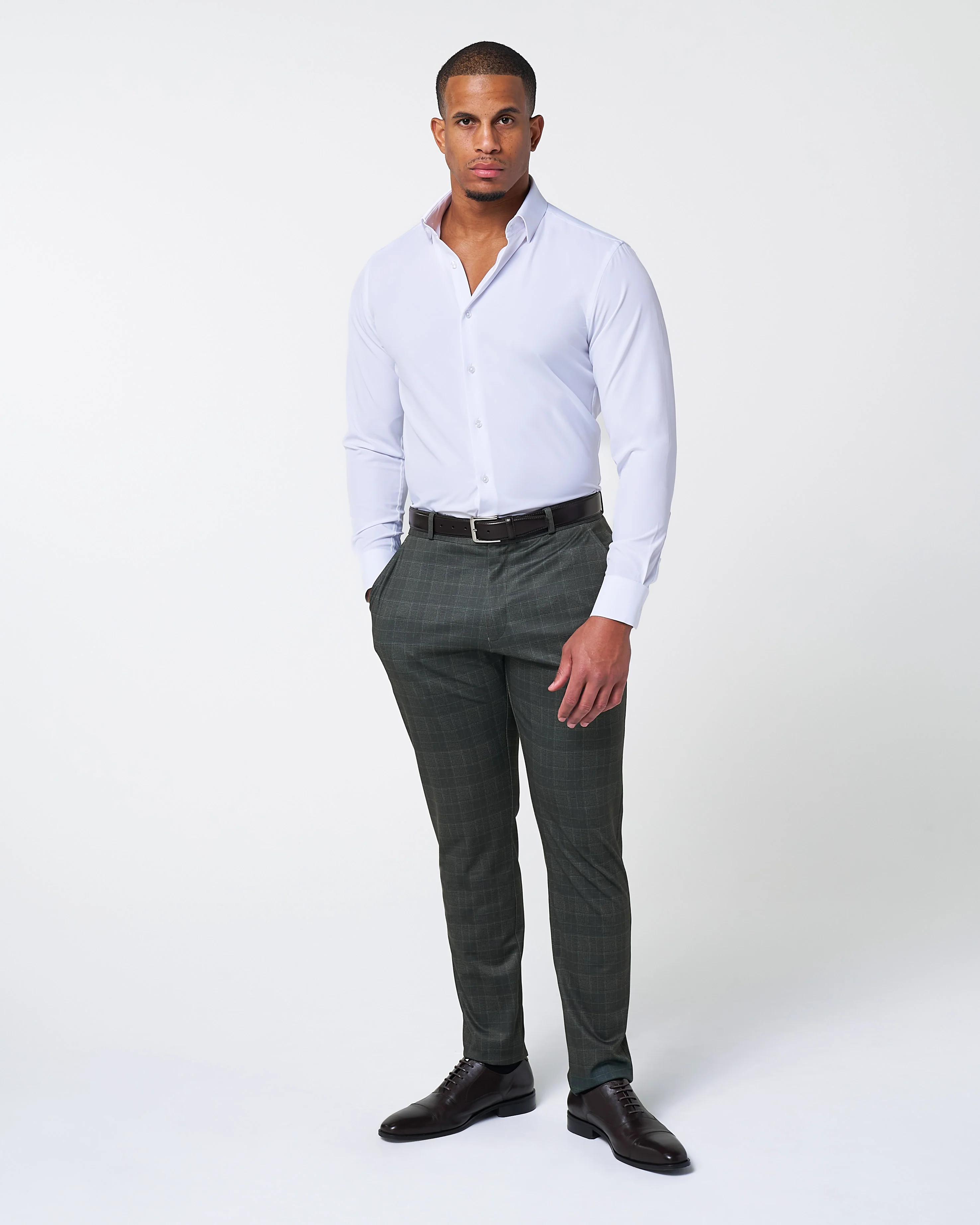 Athletic Fit Stretch Suit - Charcoal Plaid - Image 5