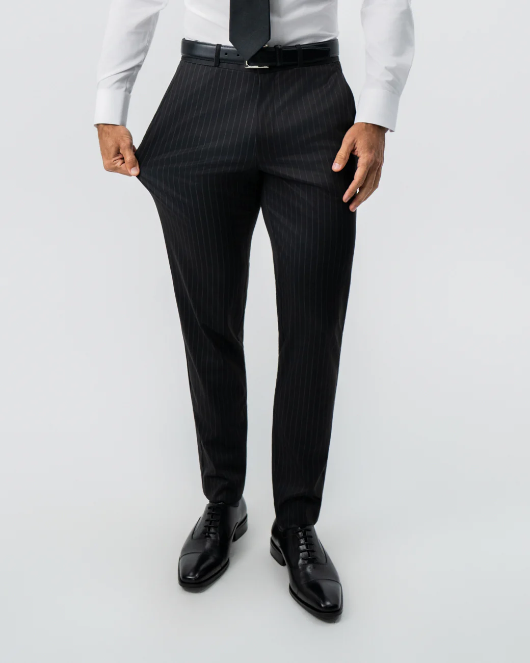 Athletic Fit Stretch Suit - Charcoal with Light Grey Stripe - Image 5