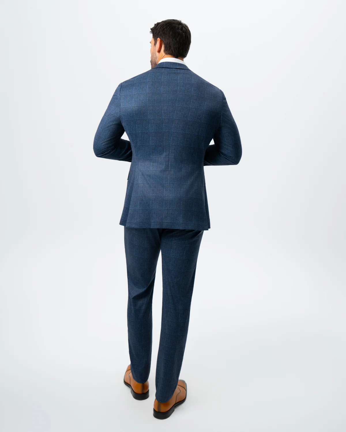 Athletic Fit Stretch Suit - Electric Blue and Black Plaid - Image 4