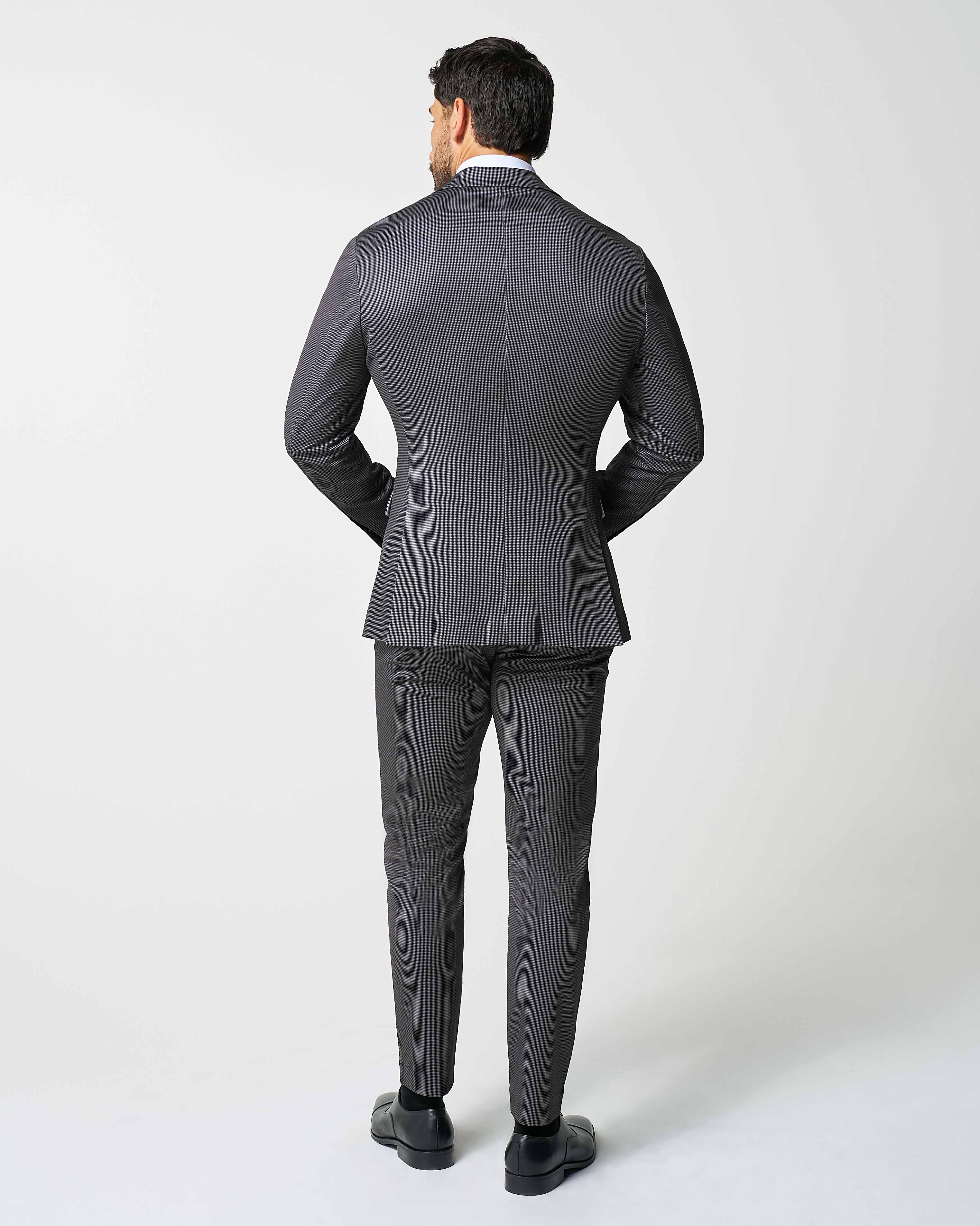 Athletic Fit Stretch Suit - Grey & Black Houndstooth - Image 4