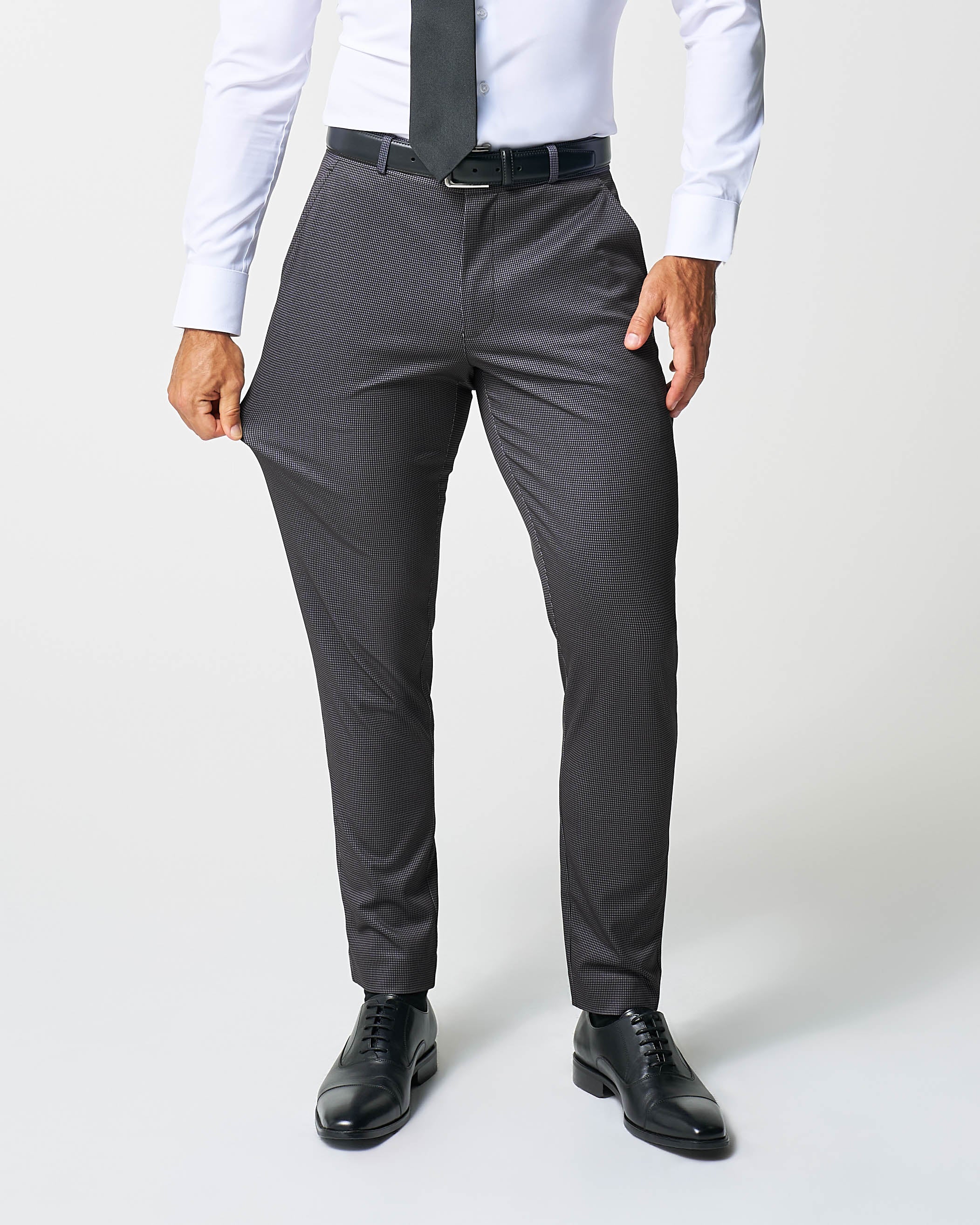 Athletic Fit Stretch Suit - Grey & Black Houndstooth - Image 5