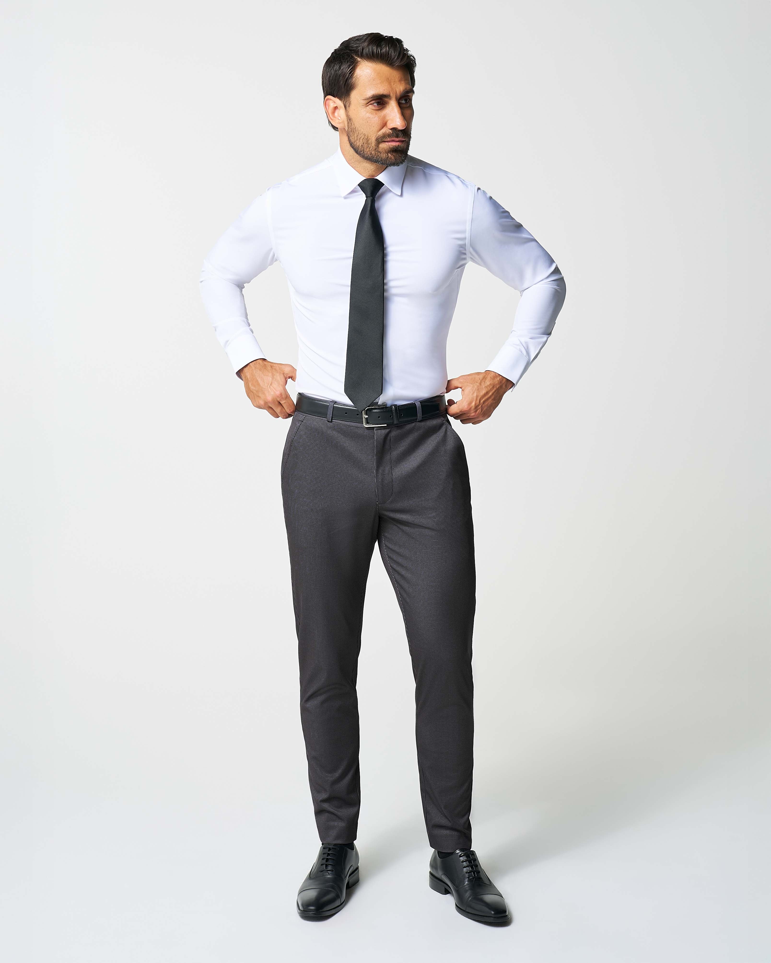 Athletic Fit Stretch Suit - Grey & Black Houndstooth - Image 6