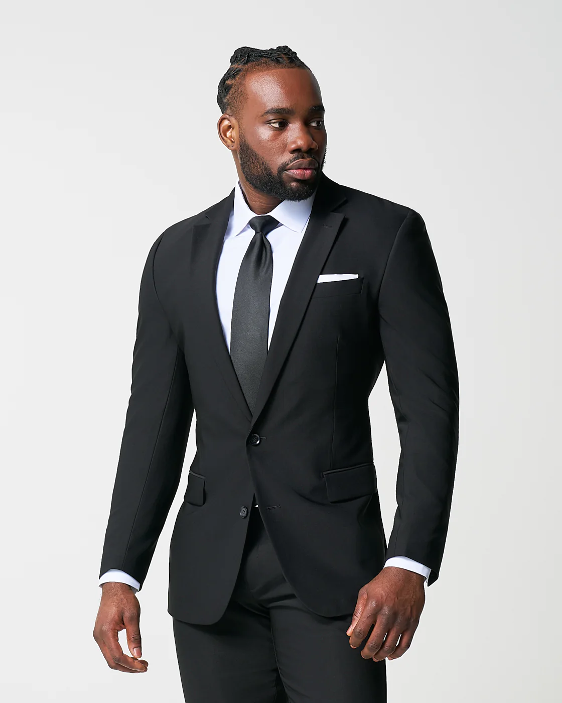 Athletic Fit Stretch Suit - Heathered Black - Image 3