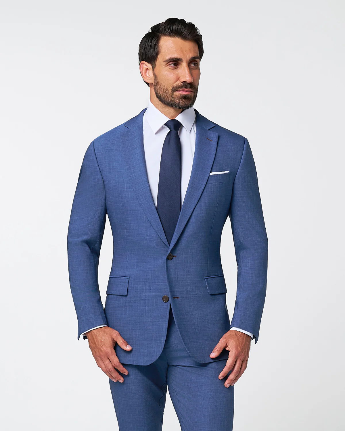 Athletic Fit Stretch Suit - Heathered Blue - Image 5