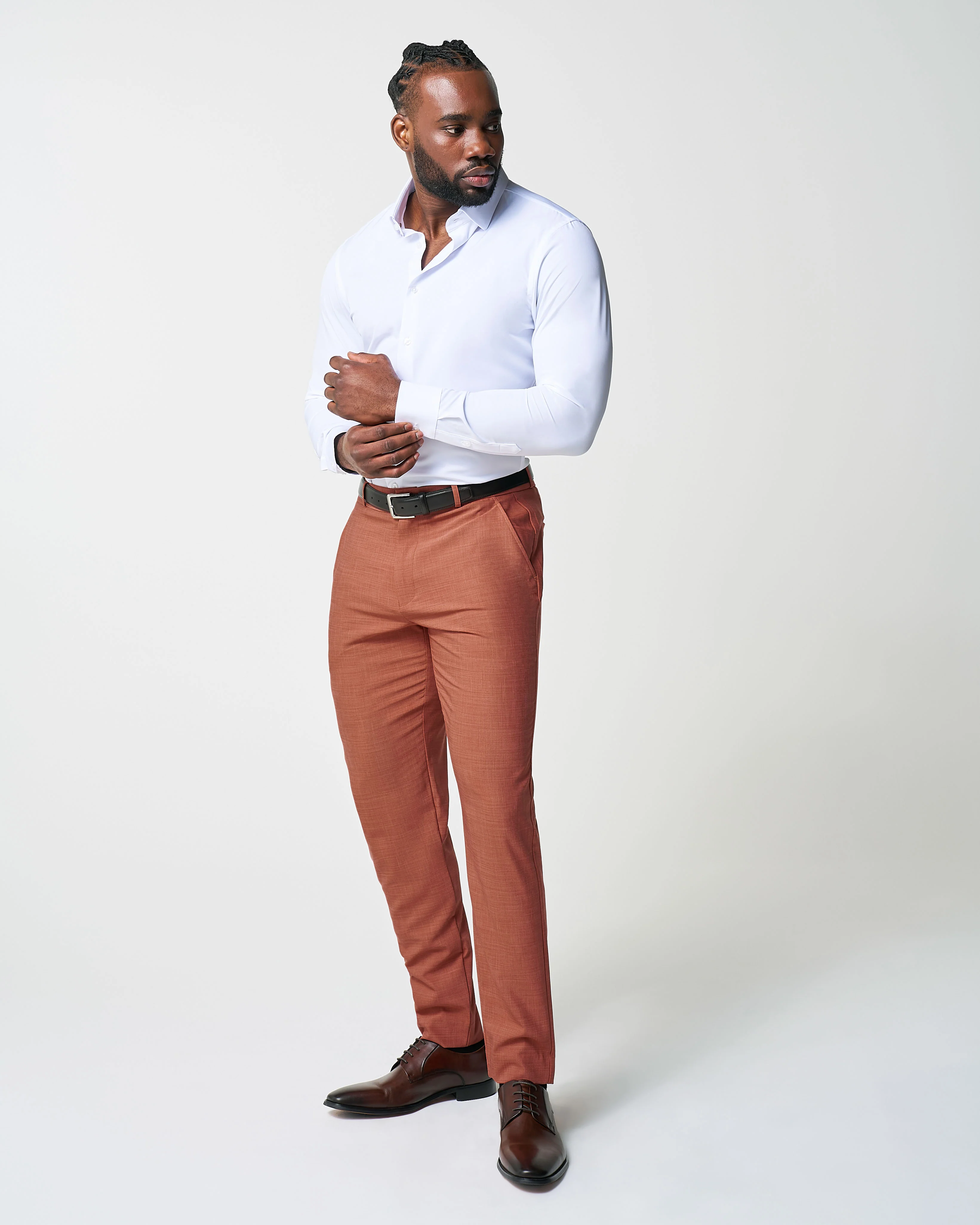 Athletic Fit Stretch Suit - Heathered Burnt Orange - Image 5