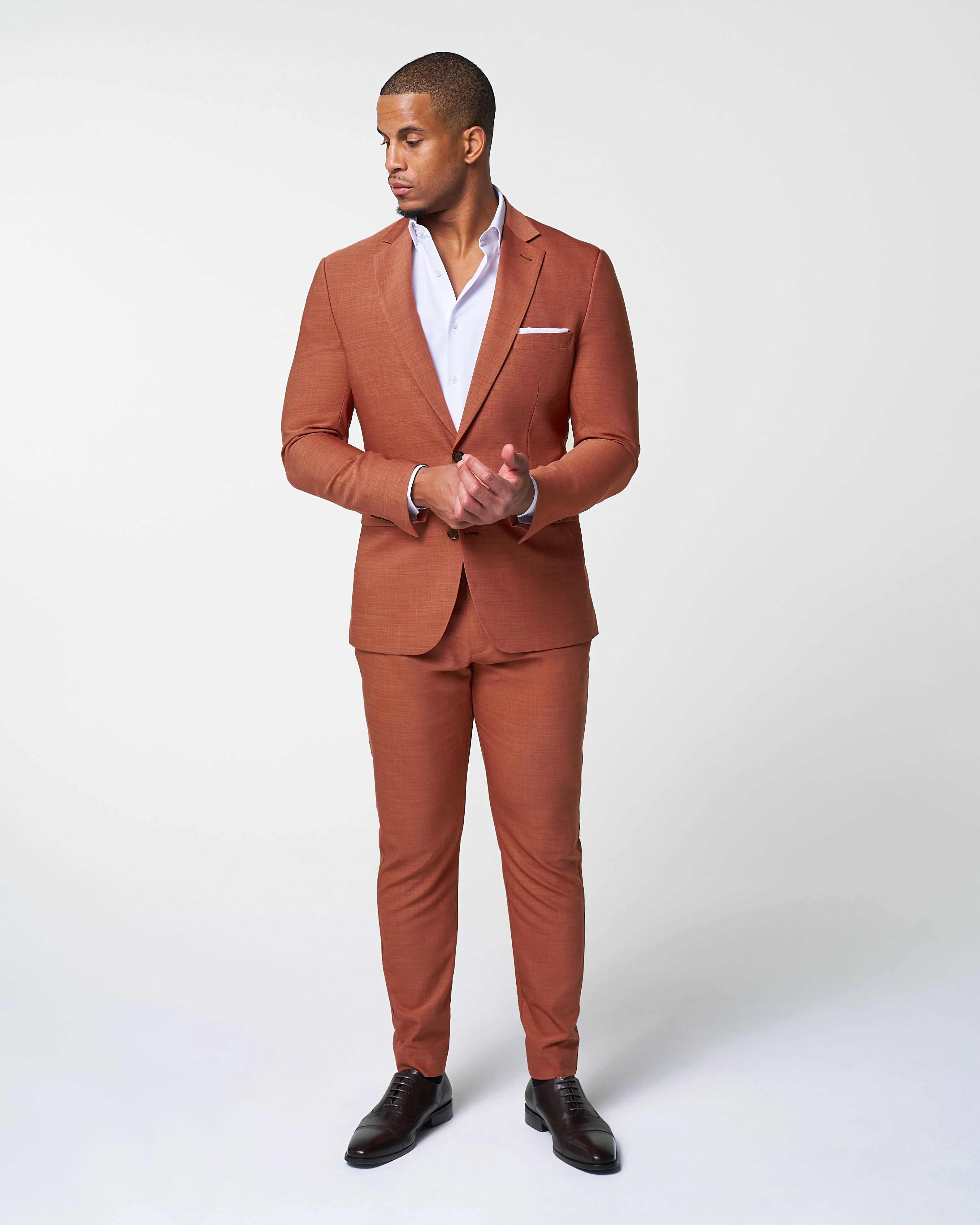 Athletic Fit Stretch Blazer - Heathered Burnt Orange - Image 3