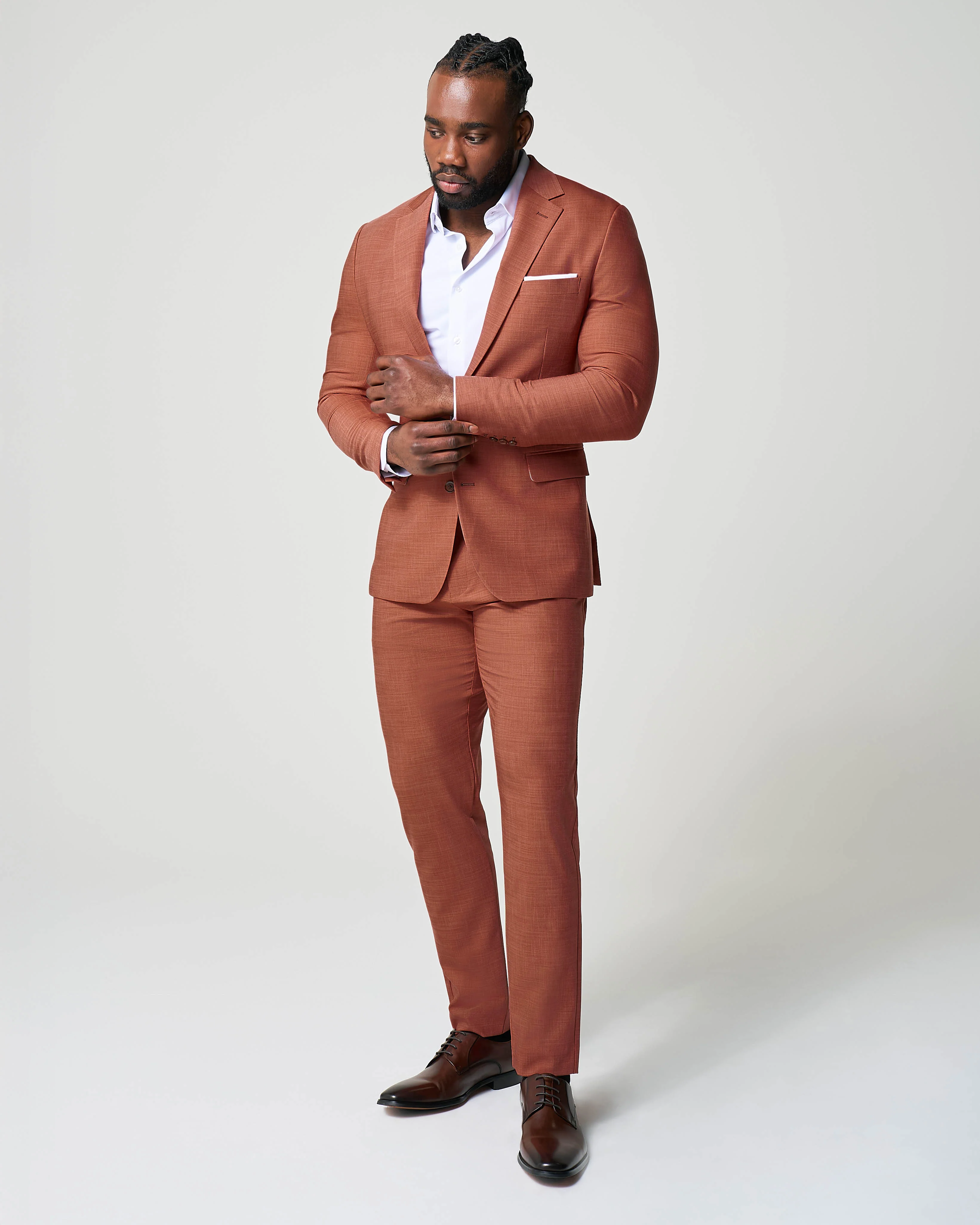 Athletic Fit Stretch Blazer - Heathered Burnt Orange - Image 7