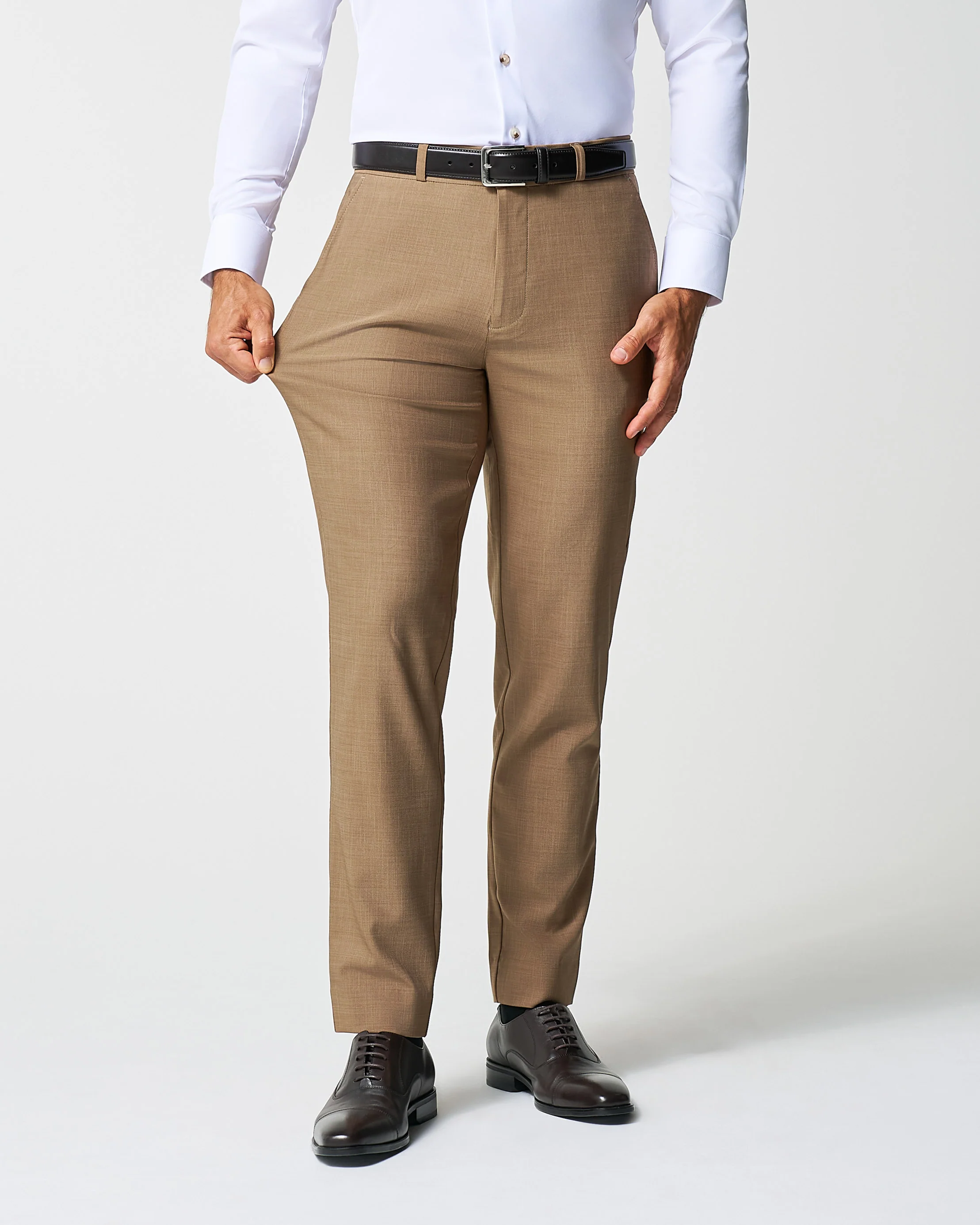 Athletic Fit Stretch Suit - Heathered Cappuccino - Image 5