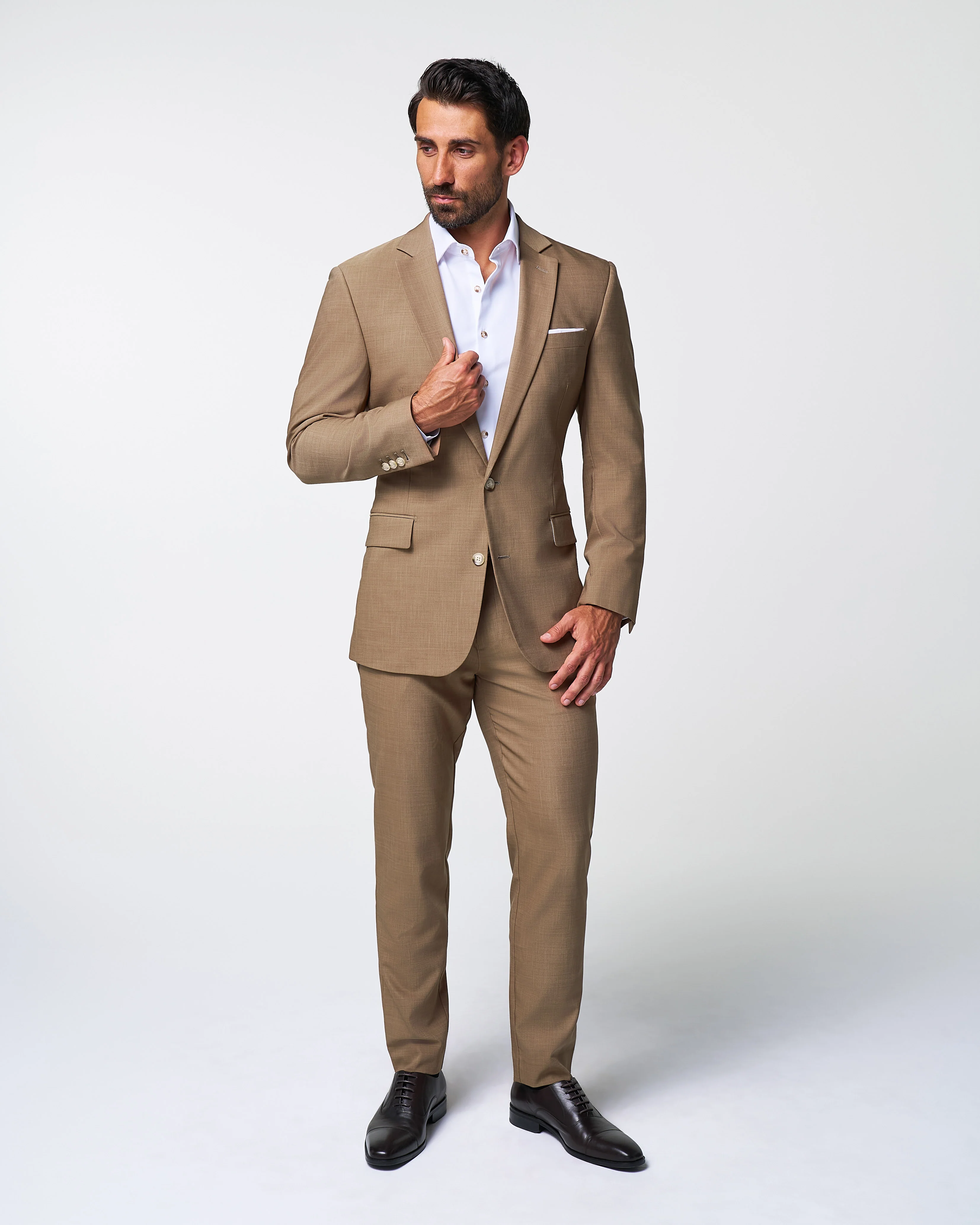 Athletic Fit Stretch Suit - Heathered Cappuccino - Image 6