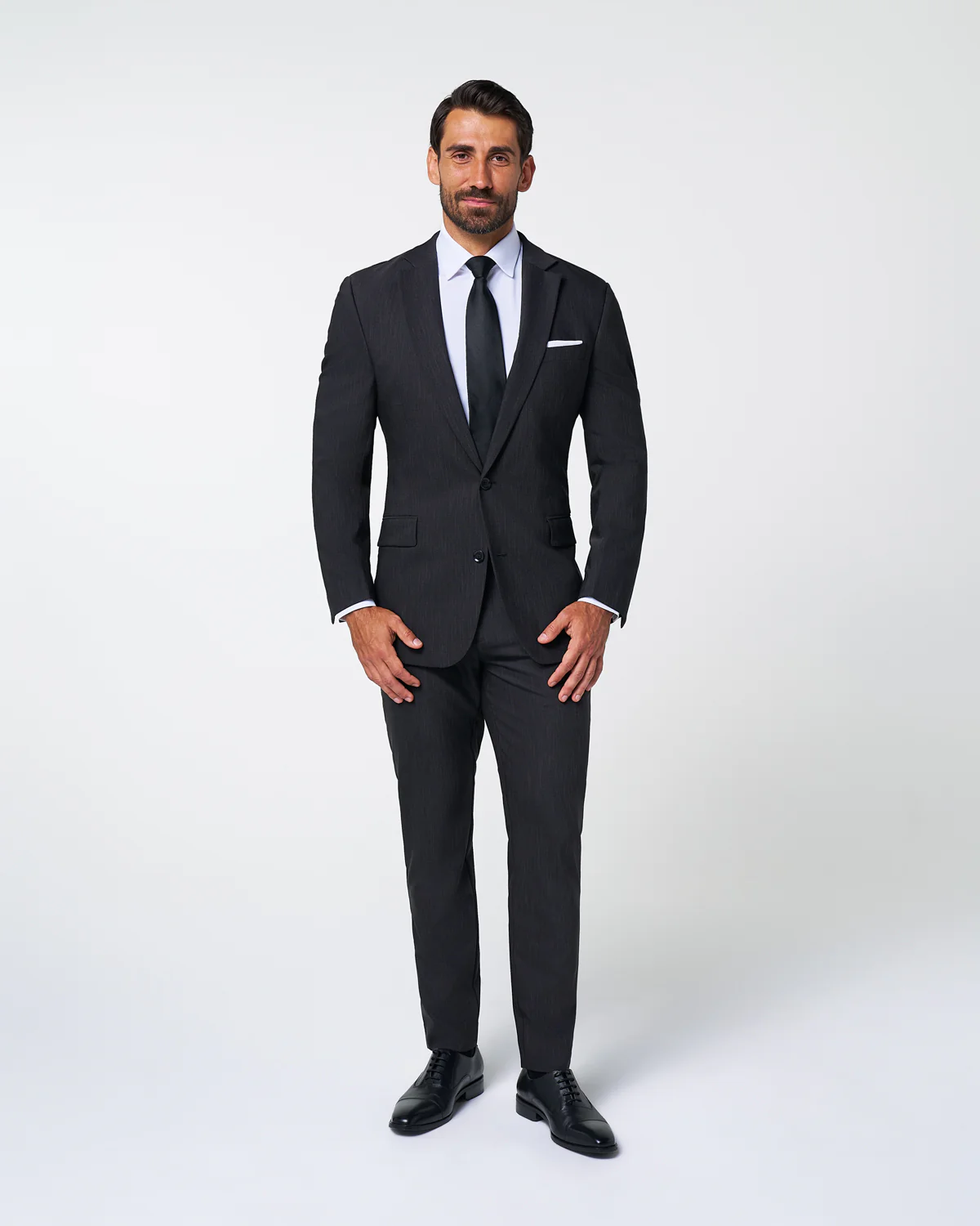 Athletic Fit Stretch Suit - Heathered Charcoal