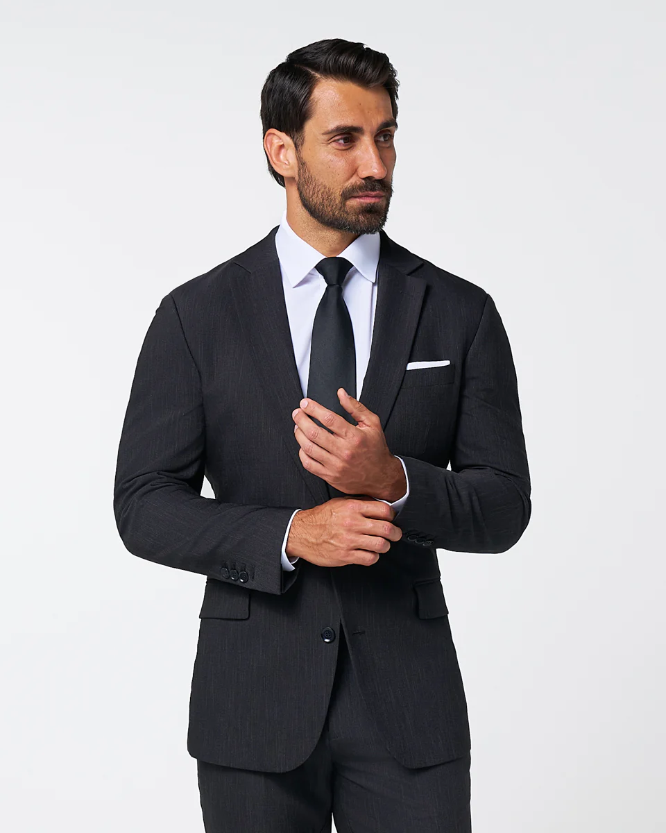 Athletic Fit Stretch Suit - Heathered Charcoal - Image 2