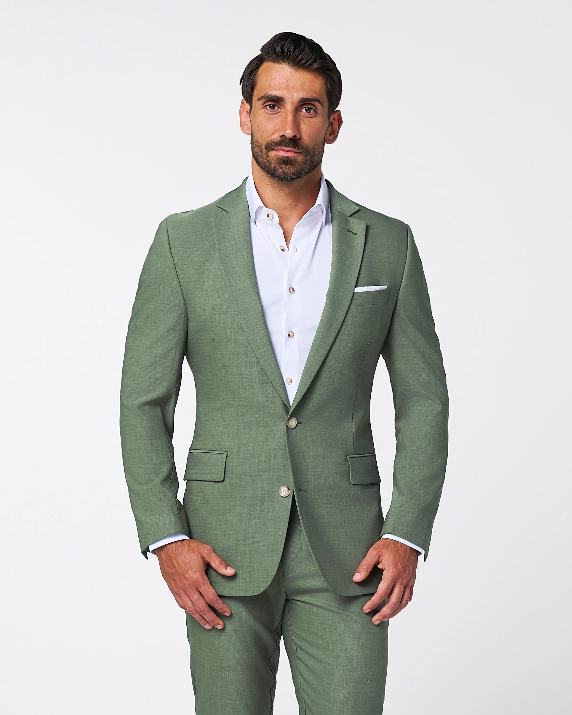 Athletic Fit Stretch Suit - Heathered Forest Green - Image 2