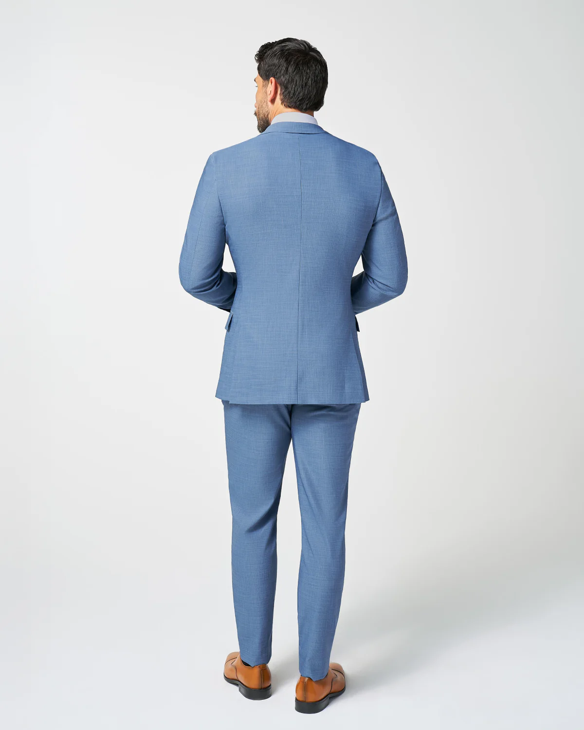 Athletic Fit Stretch Suit - Heathered Light Blue - Image 4