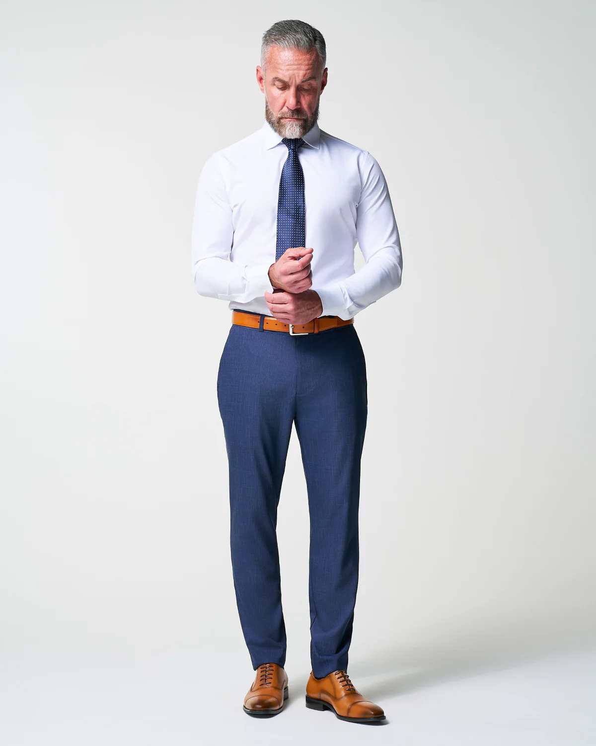 Athletic Fit Stretch Suit - Heathered Navy - Image 7