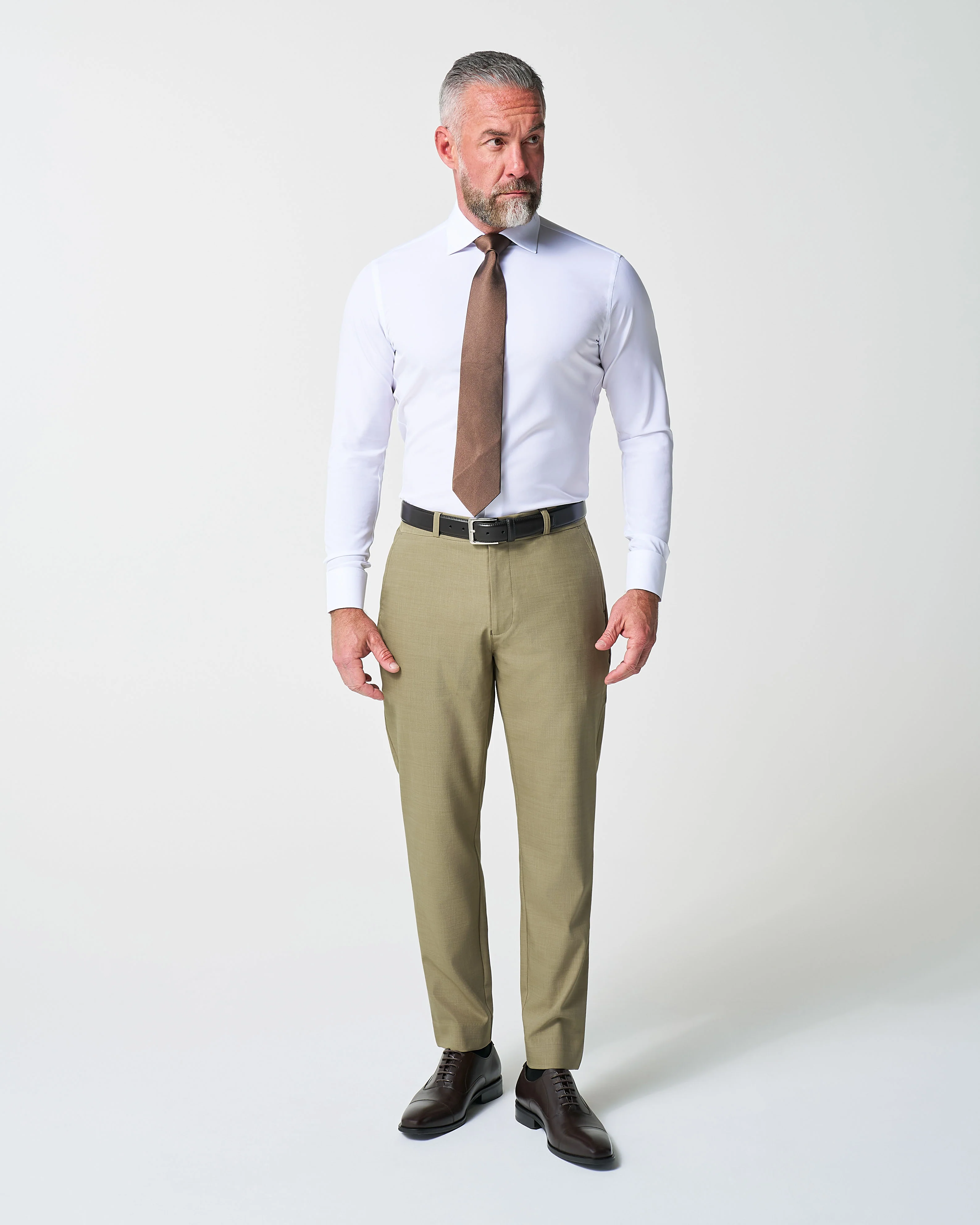 Athletic Fit Stretch Suit - Heathered Olive - Image 4