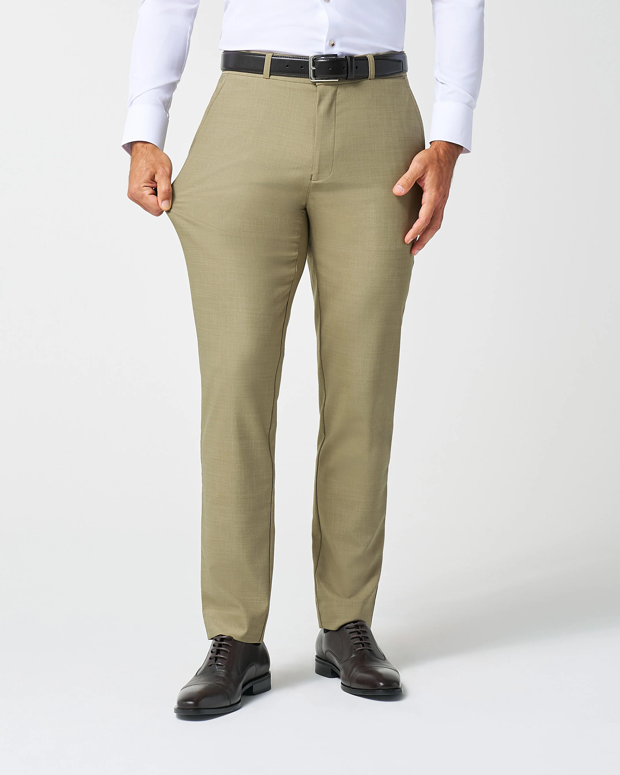 Athletic Fit Stretch Suit - Heathered Olive - Image 5