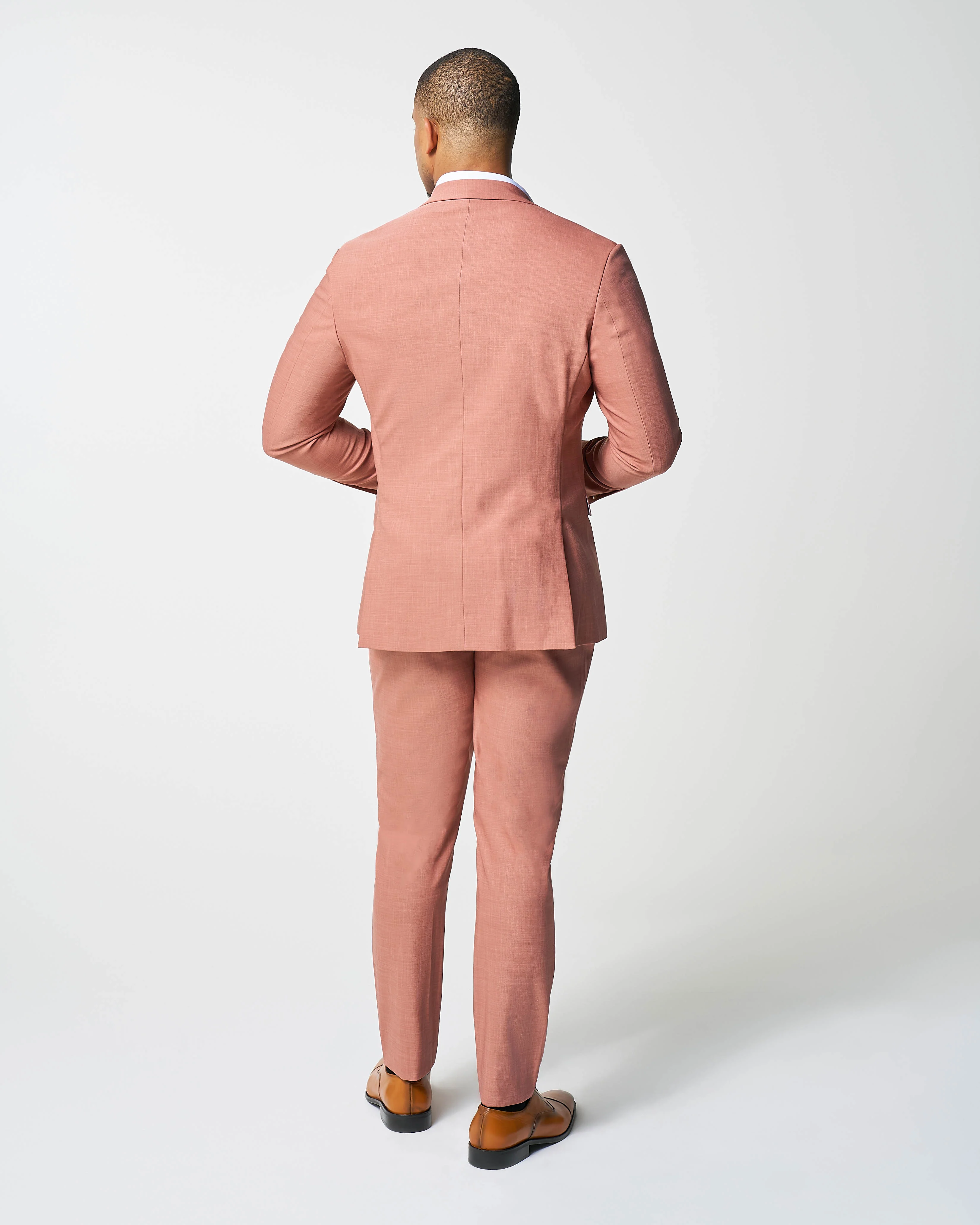 Athletic Fit Stretch Suit - Heathered Salmon - Image 3