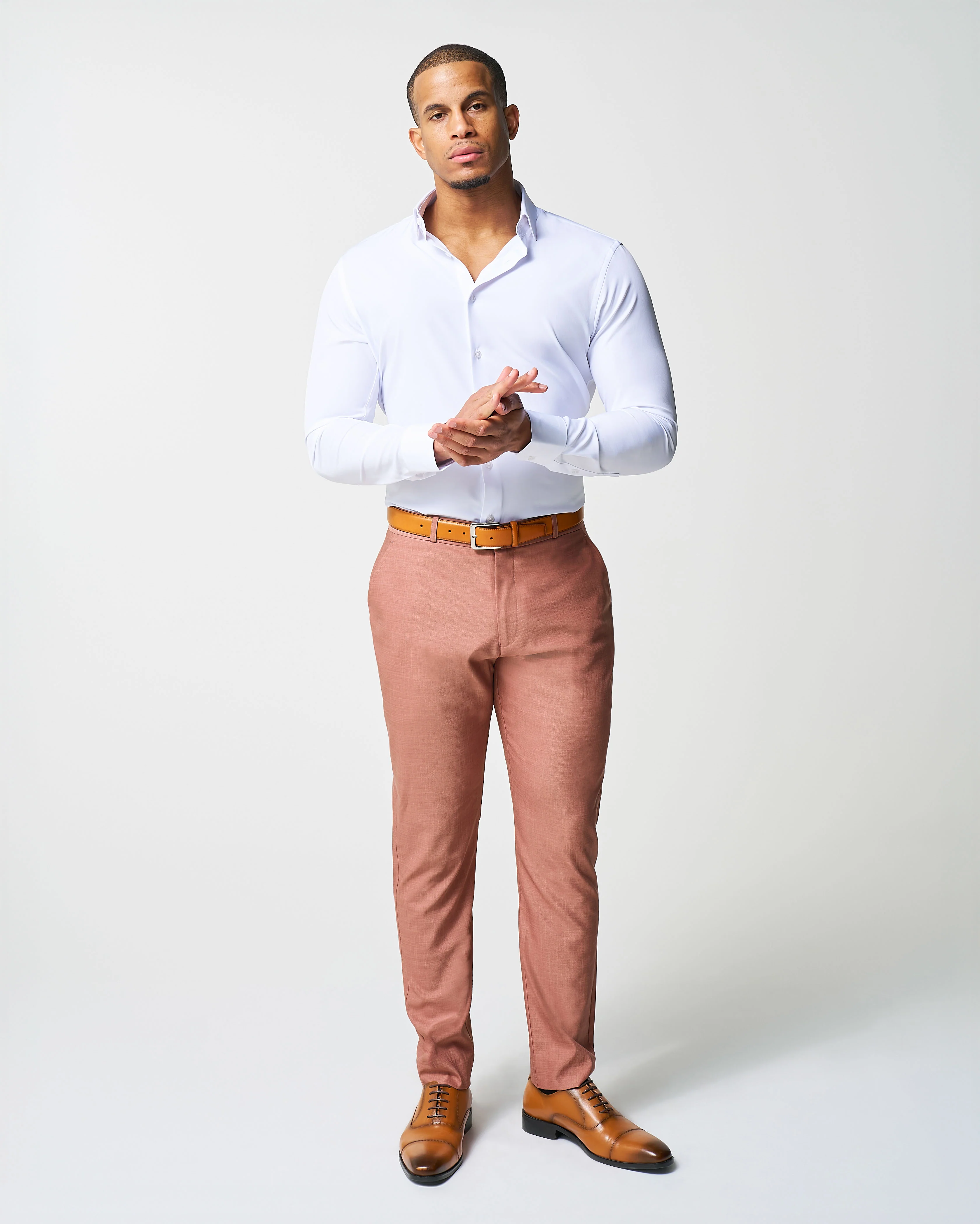 Athletic Fit Stretch Suit - Heathered Salmon - Image 4