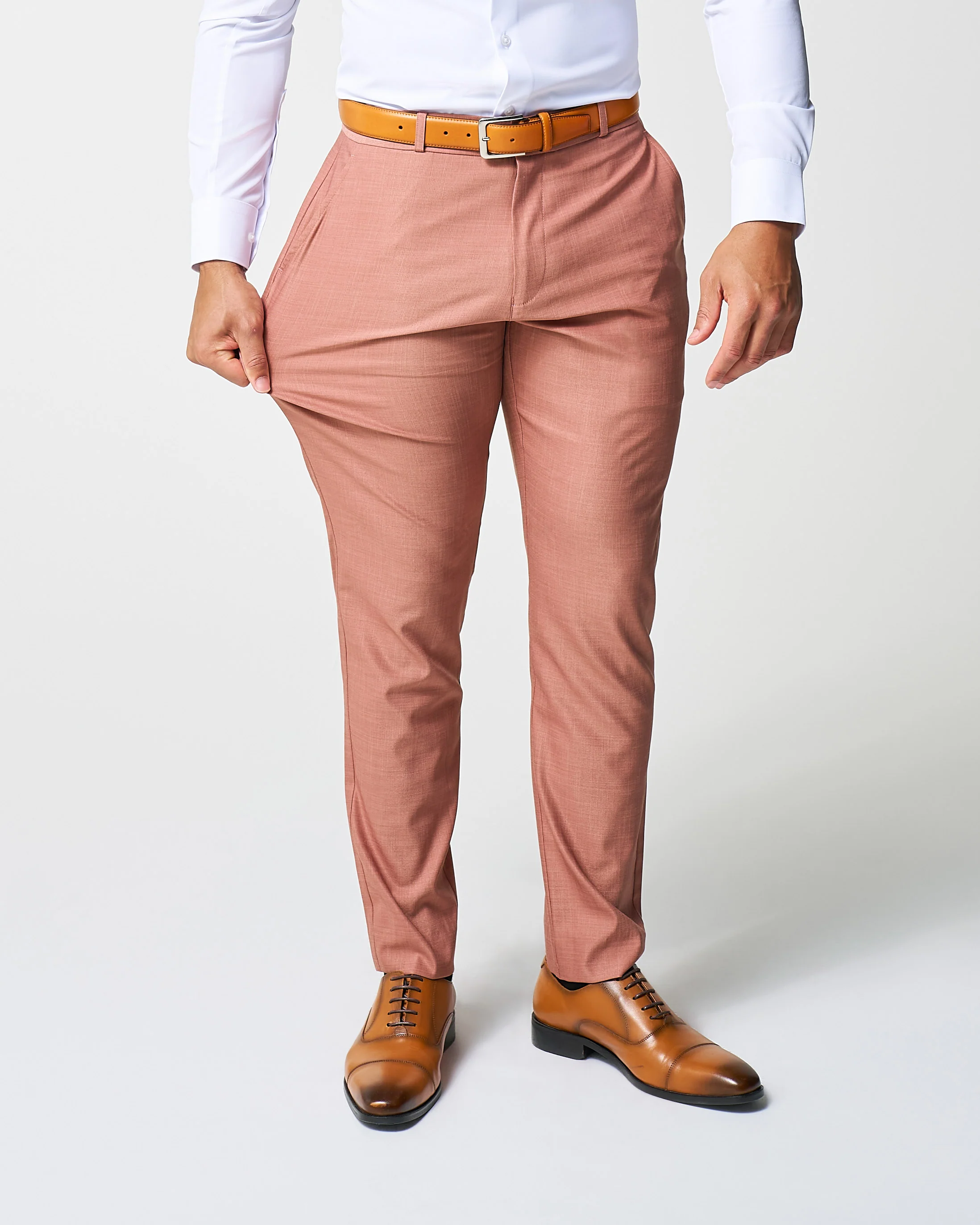 Athletic Fit Stretch Suit - Heathered Salmon - Image 5