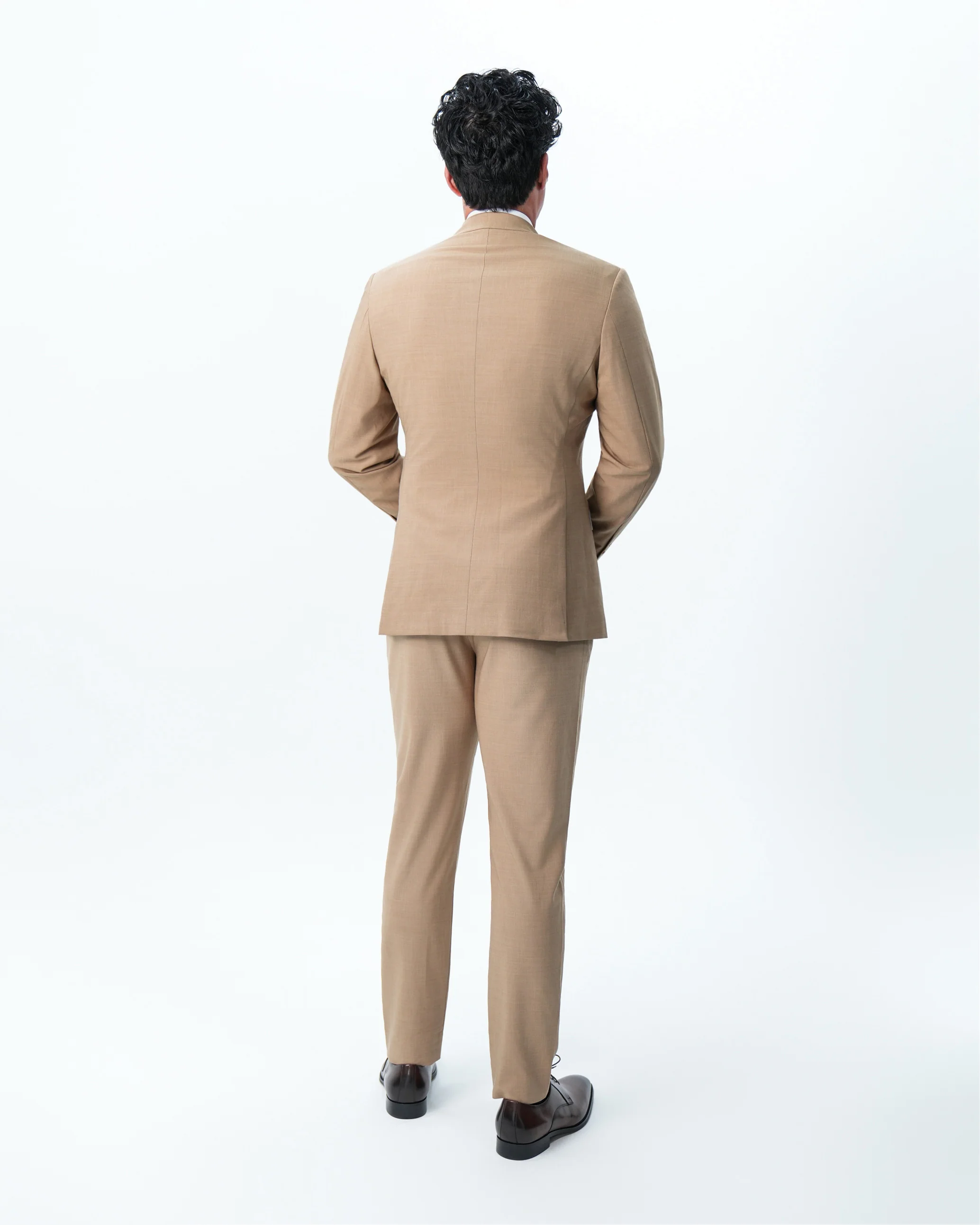 Athletic Fit Stretch Suit - Heathered Sand - Image 3