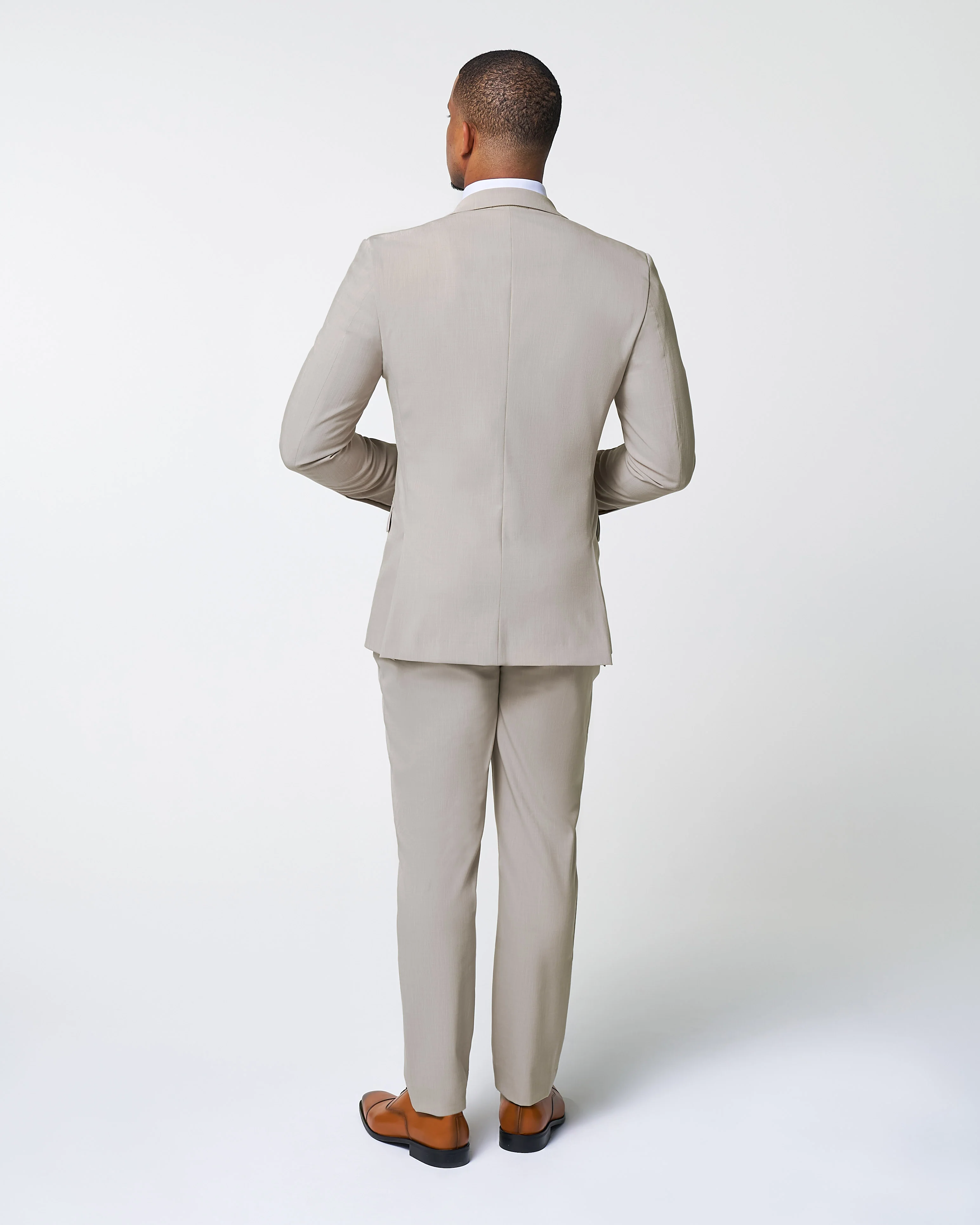 Athletic Fit Stretch Suit - Heathered Stone - Image 3