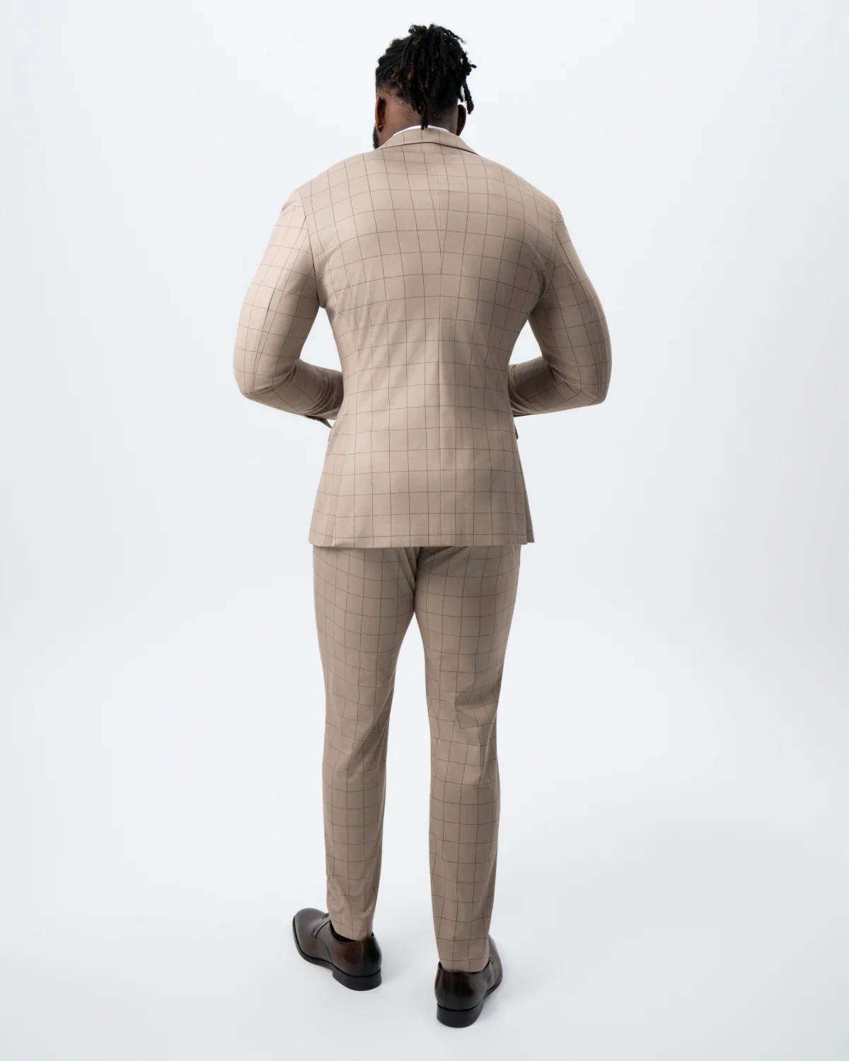 Athletic Fit Stretch Suit - Khaki and Olive Windowpane - Image 4