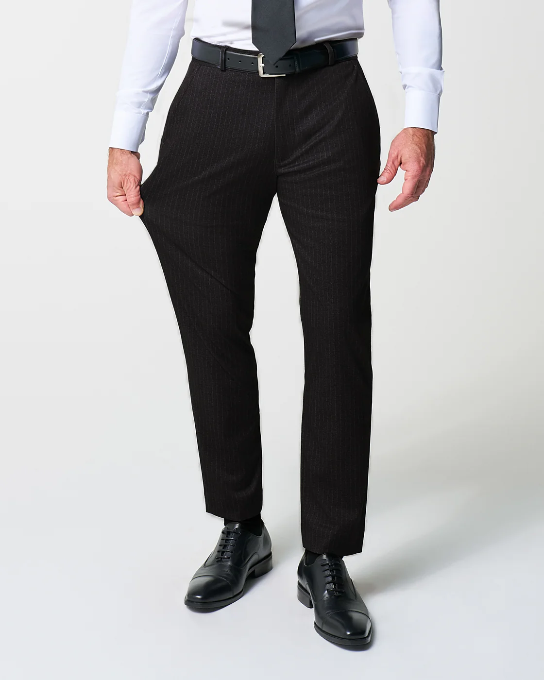 Athletic Fit Stretch Suit - Knit Charcoal Chalk Stripe - Image 5