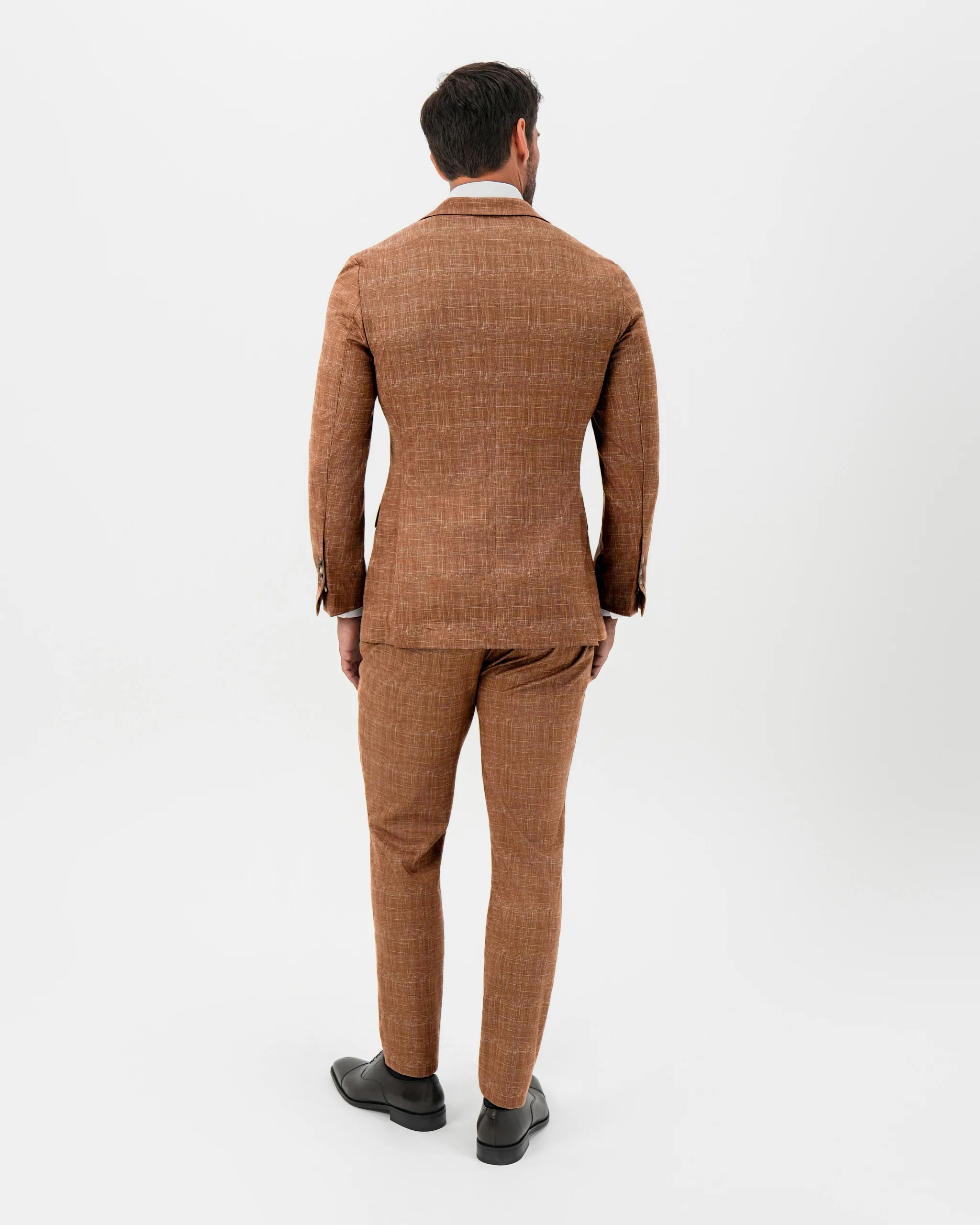 Athletic Fit Stretch Suit - Unstructured Light Brown Crosshatch - Image 4