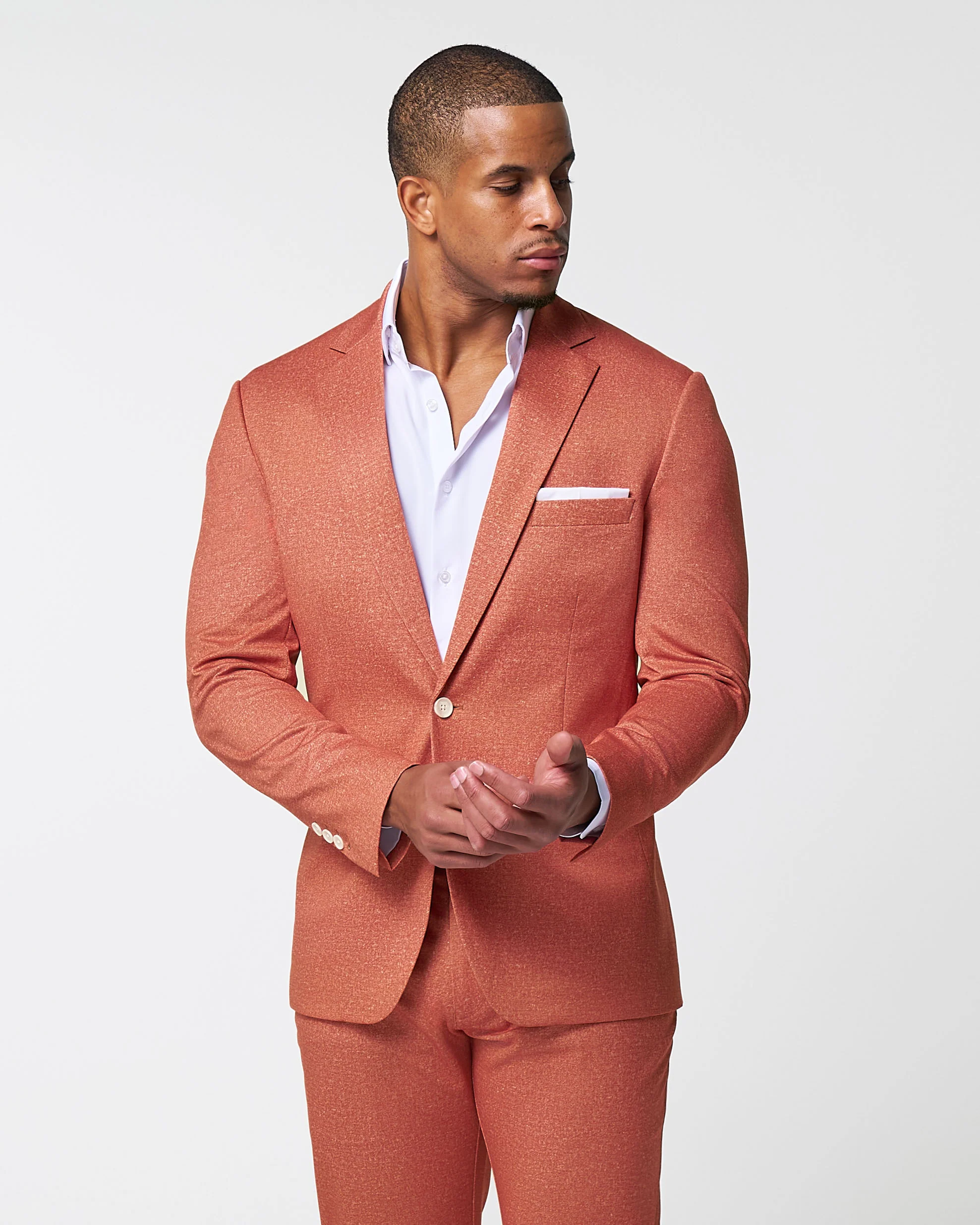 Athletic Fit Stretch Suit - Linen Coral - Image 2