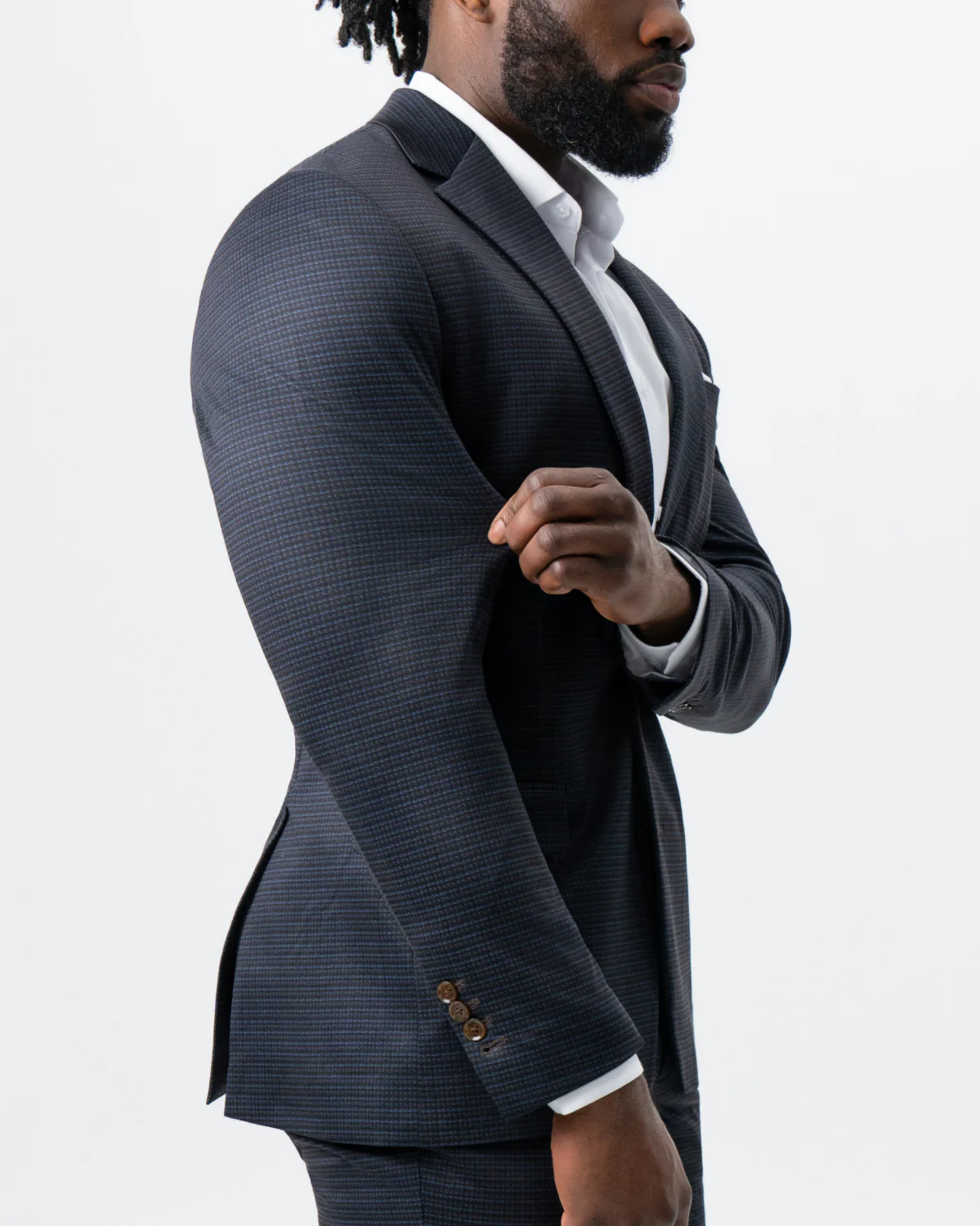 Athletic Fit Stretch Suit - Maroon, Navy, and Black Mini Check - Image 2